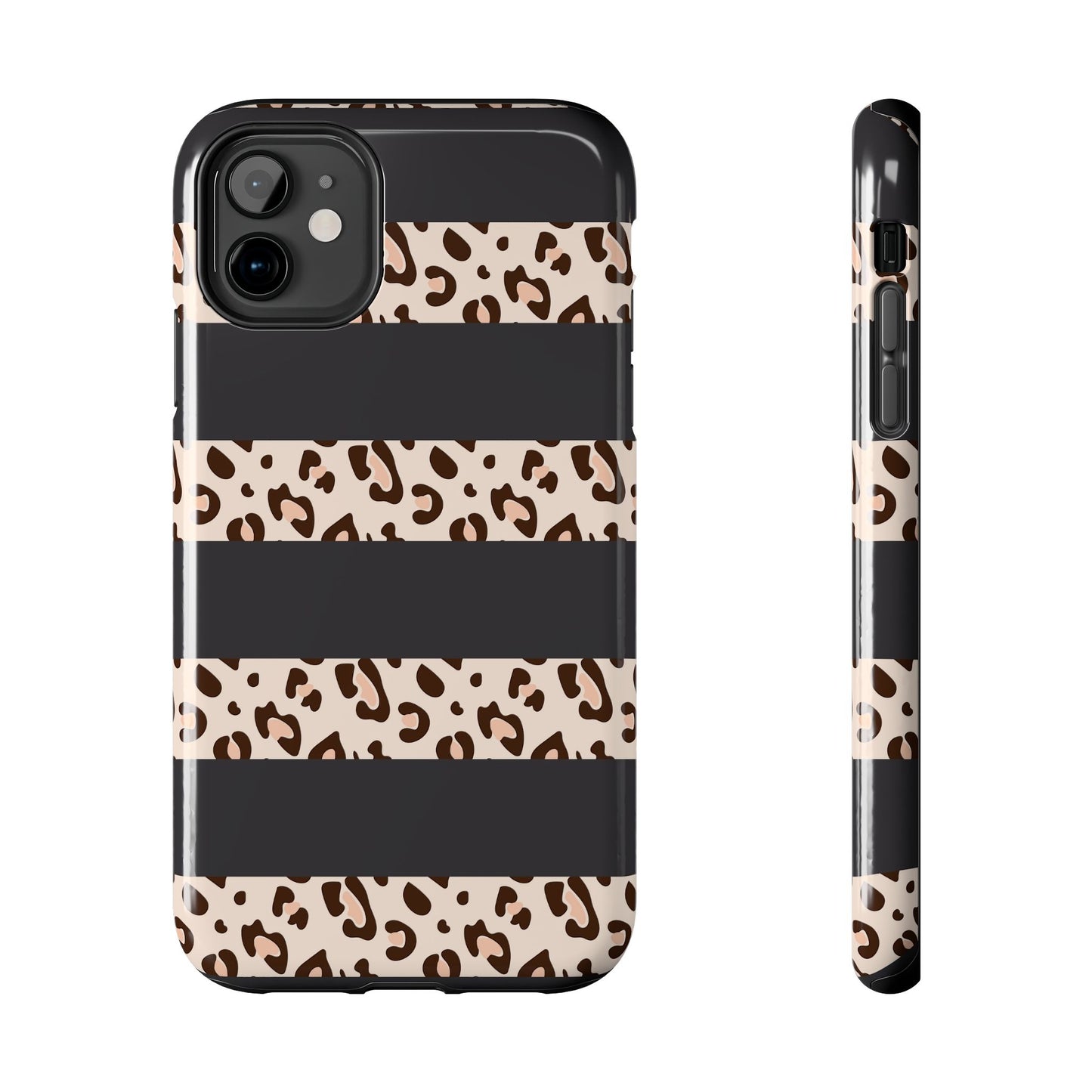 Cheetah Print Striped iPhone Case – Black Striped Cheetah Print Aesthetic