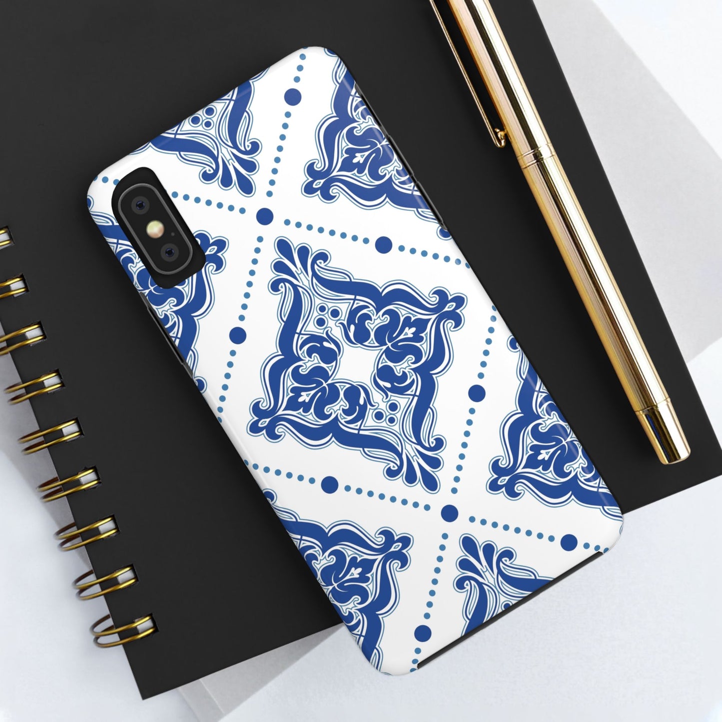 Azure Mozaic, Blue and white tile phone case, Mediterranean Tile design, Santorini Phone case