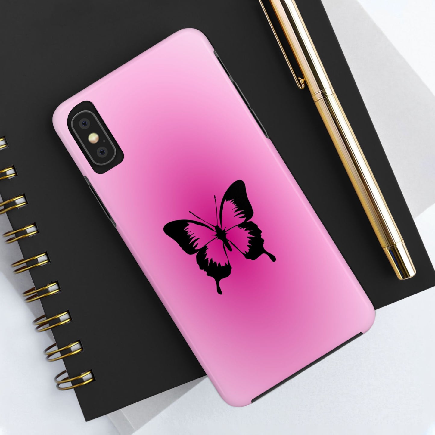 Cute Glossy Phone Case, Butterfly Pink Aura, Trendy, It Girl