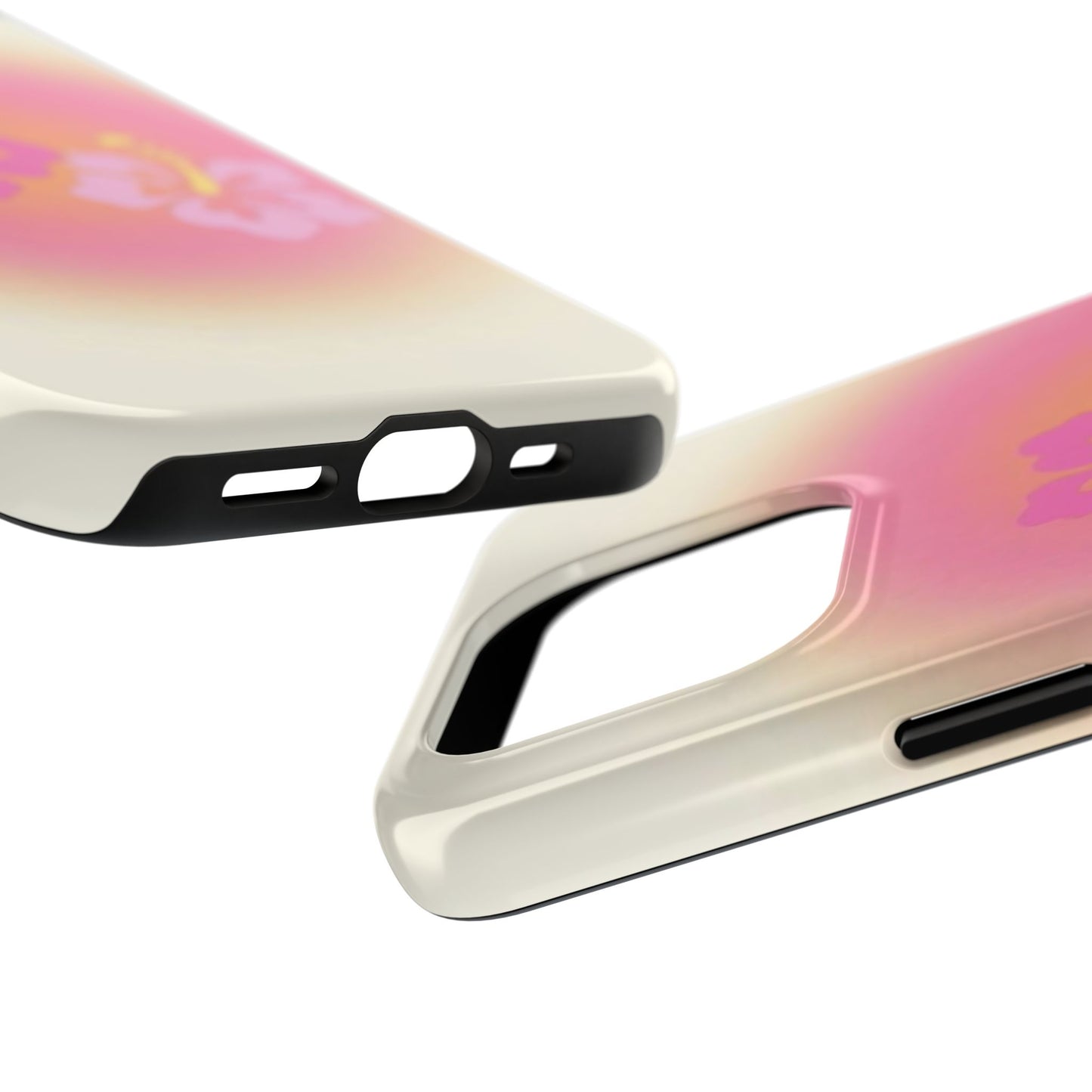 Pink Tropical Phone Case, Hawaiian, Hibiscus, Pink, Orange, Aura, Aesthetic, Clean Girl, Preppy, Beach, Los Angeles, Miami, Glossy Phone Case