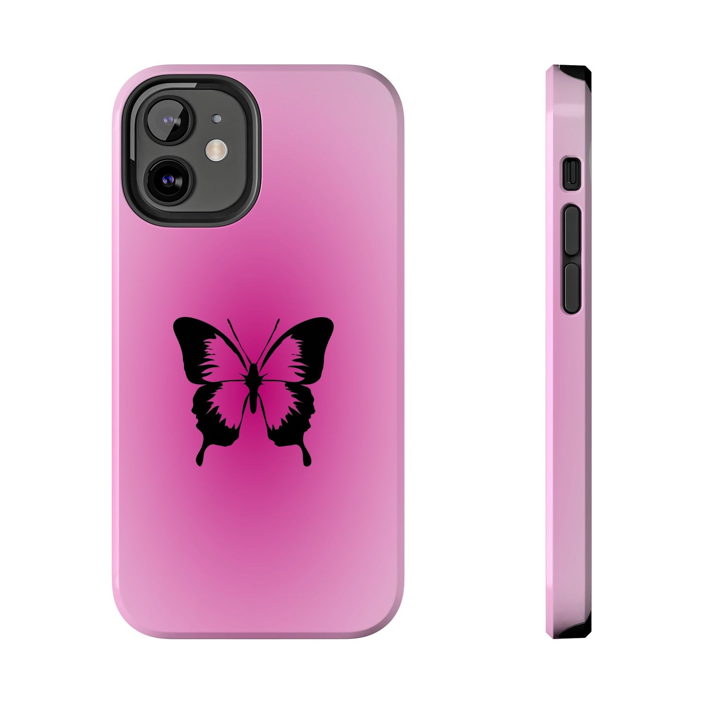 Cute Glossy Phone Case, Butterfly Pink Aura, Trendy, It Girl