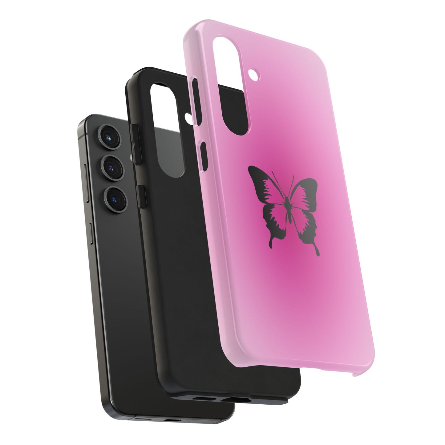 Cute Glossy Phone Case, Butterfly Pink Aura, Trendy, It Girl