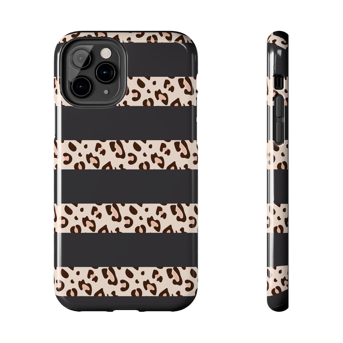 Cheetah Print Striped iPhone Case – Black Striped Cheetah Print Aesthetic