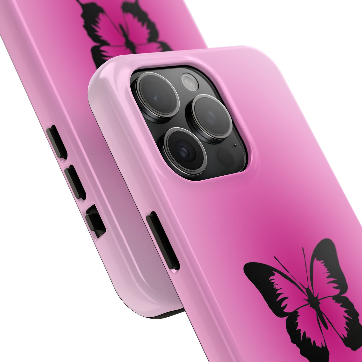 Cute Glossy Phone Case, Butterfly Pink Aura, Trendy, It Girl