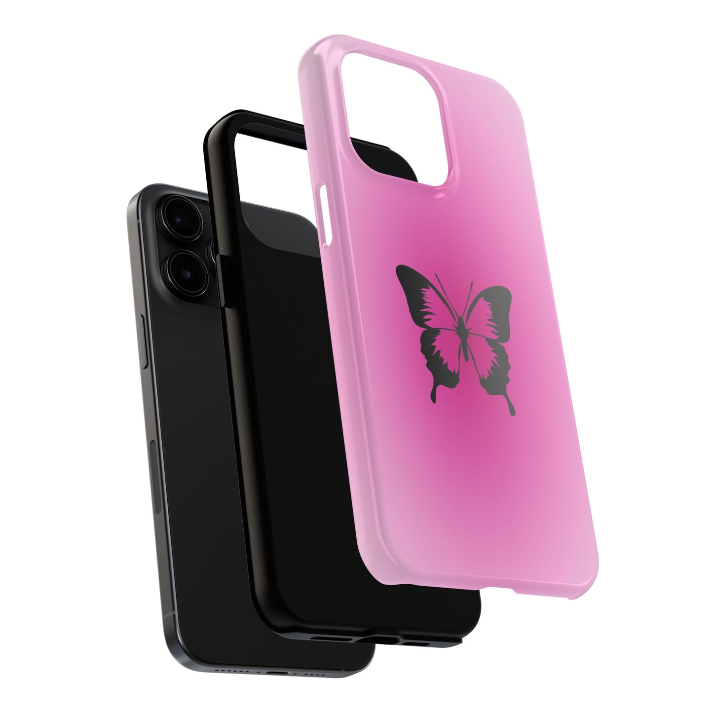 Cute Glossy Phone Case, Butterfly Pink Aura, Trendy, It Girl