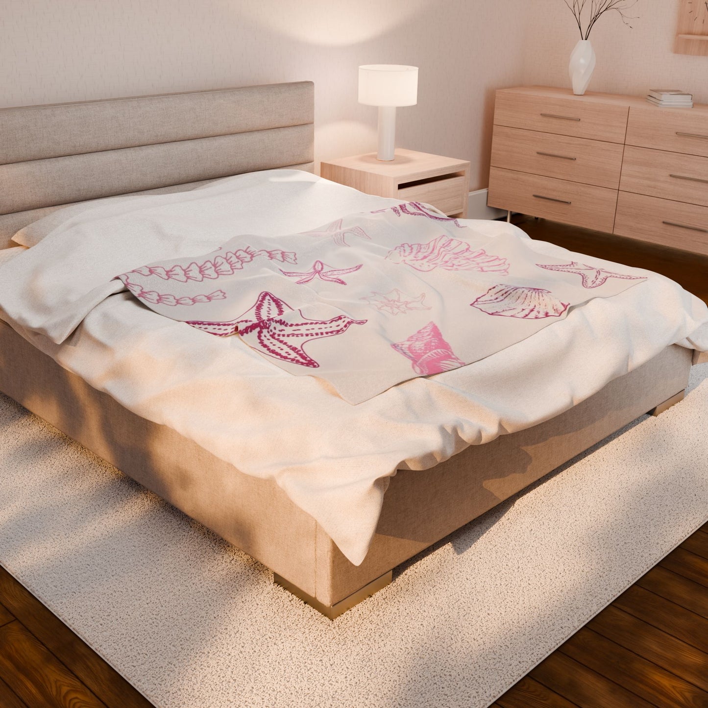 Pink Seashell Blanket Blanket