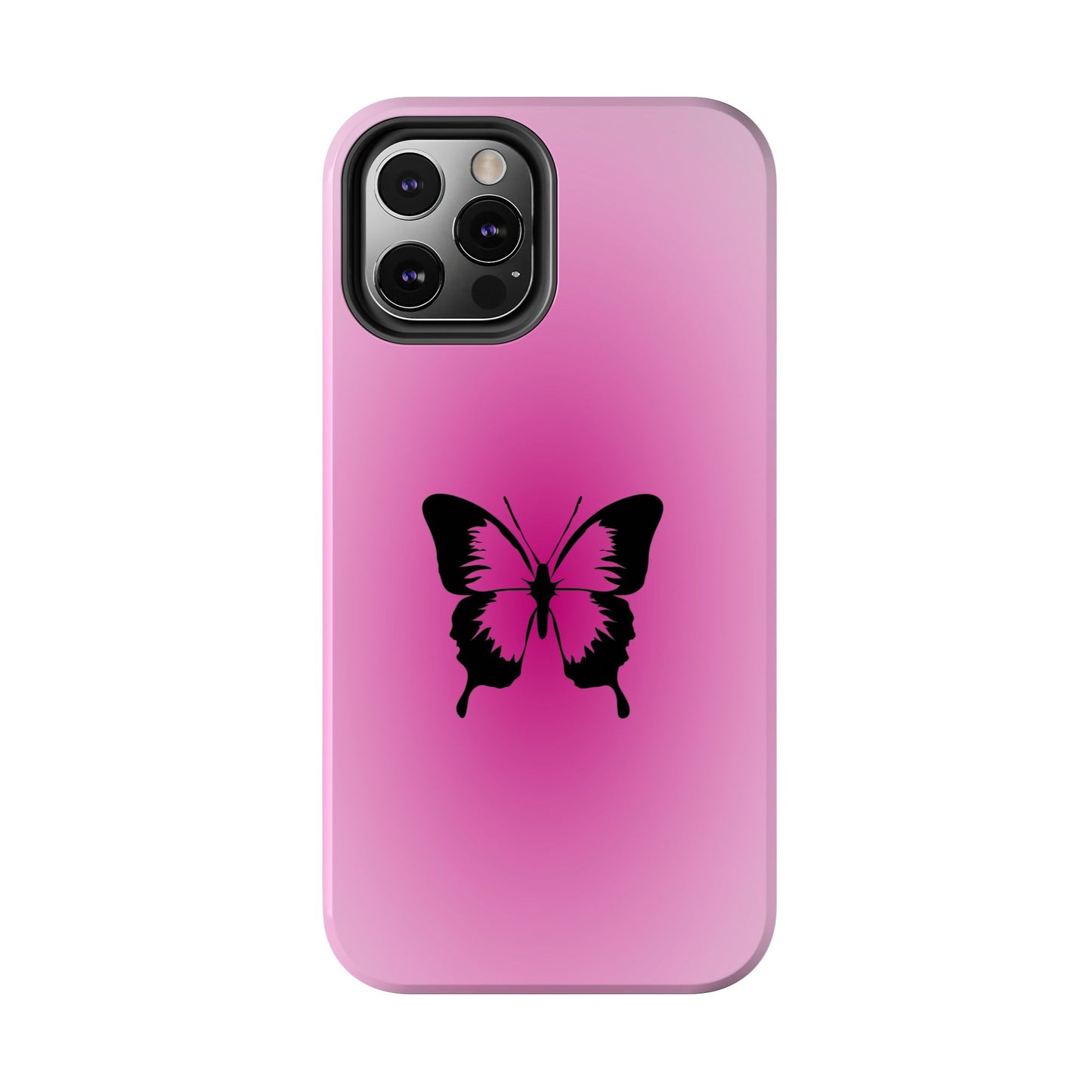 Cute Glossy Phone Case, Butterfly Pink Aura, Trendy, It Girl