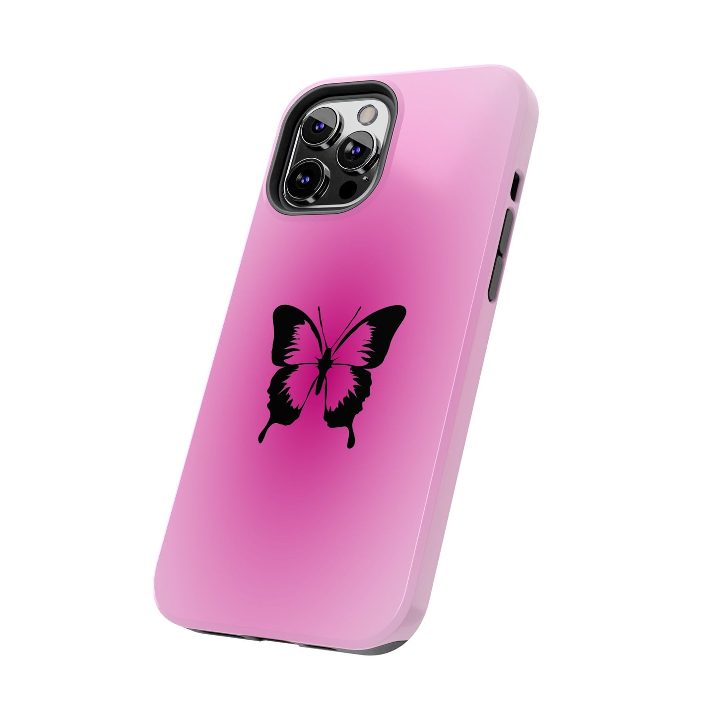 Cute Glossy Phone Case, Butterfly Pink Aura, Trendy, It Girl