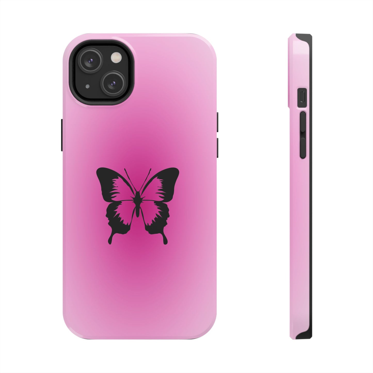 Cute Glossy Phone Case, Butterfly Pink Aura, Trendy, It Girl