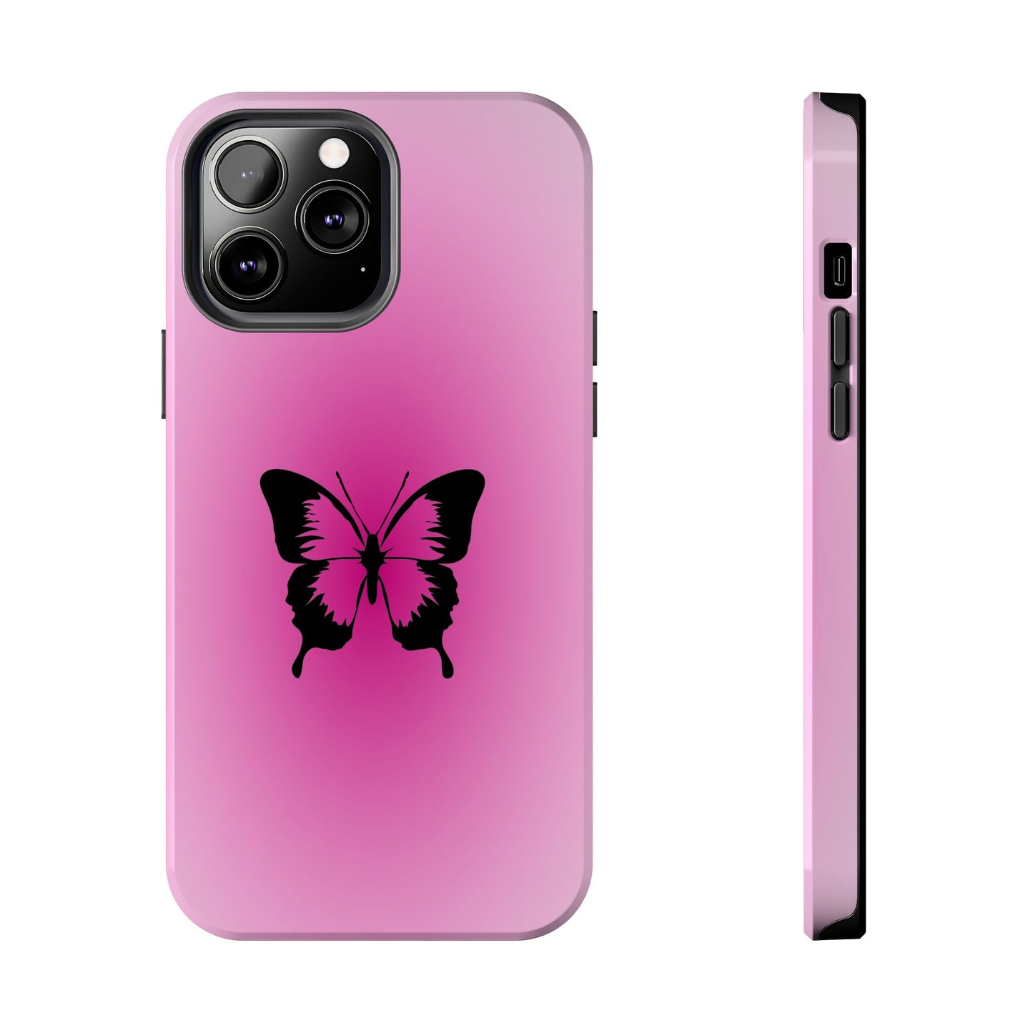 Cute Glossy Phone Case, Butterfly Pink Aura, Trendy, It Girl
