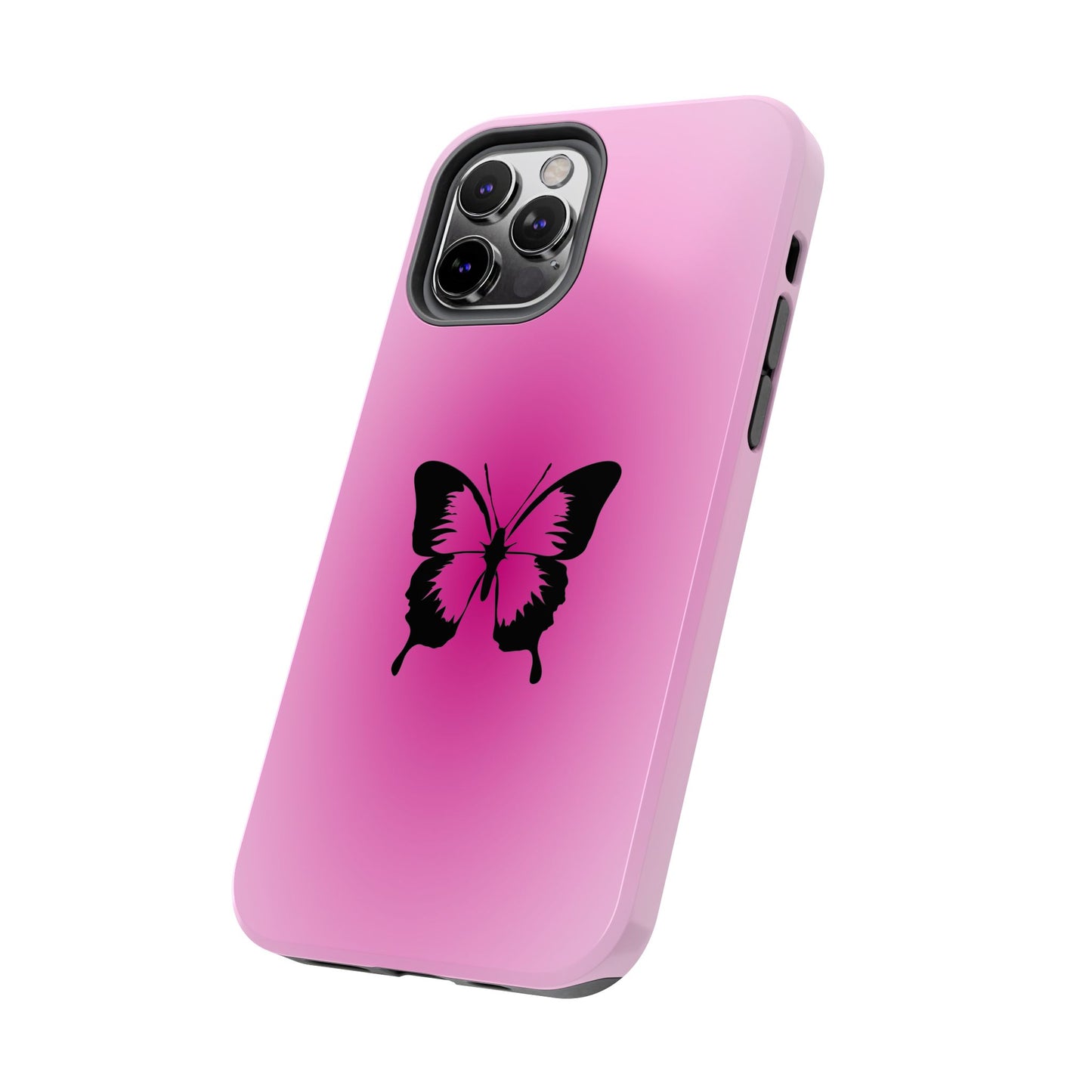 Cute Glossy Phone Case, Butterfly Pink Aura, Trendy, It Girl
