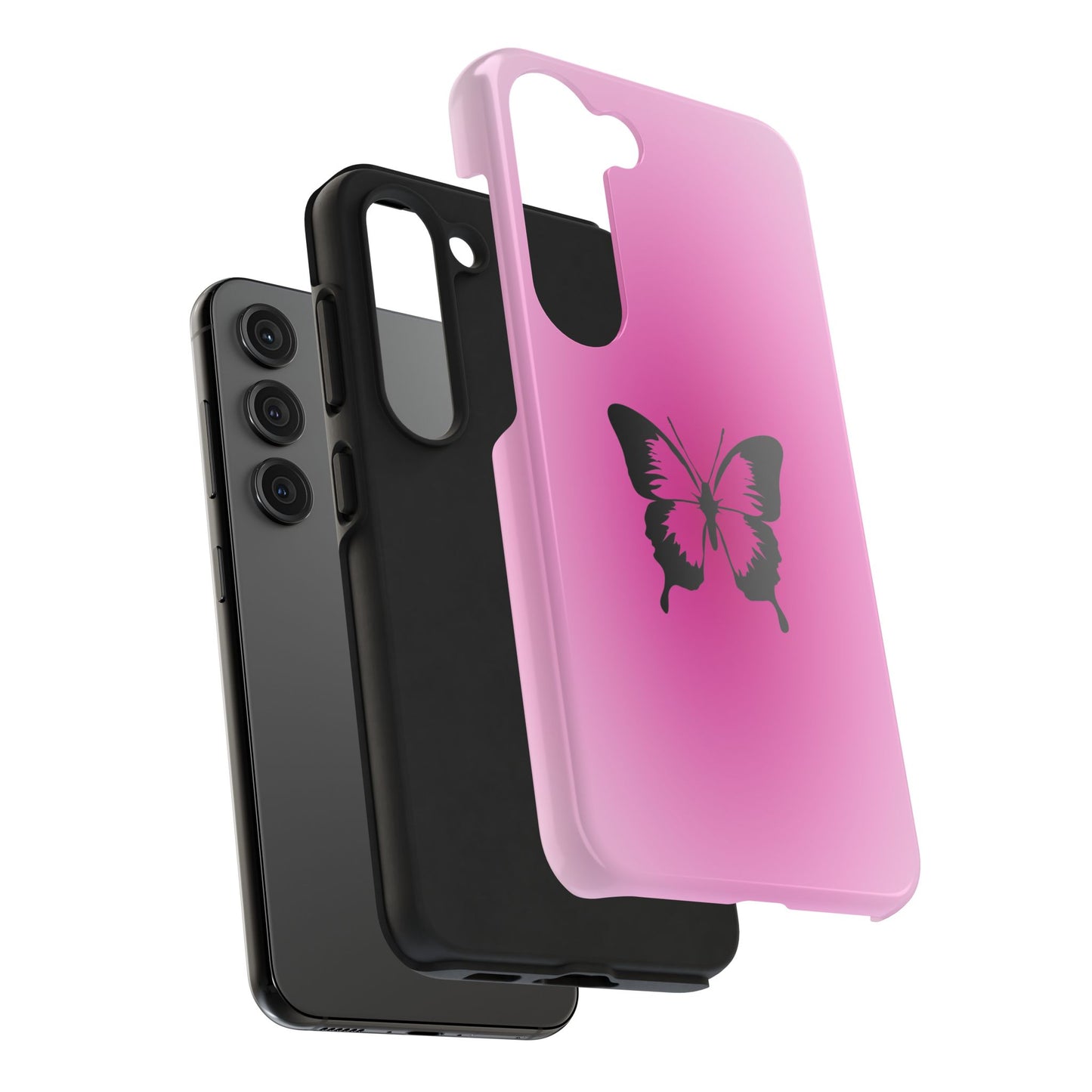 Cute Glossy Phone Case, Butterfly Pink Aura, Trendy, It Girl