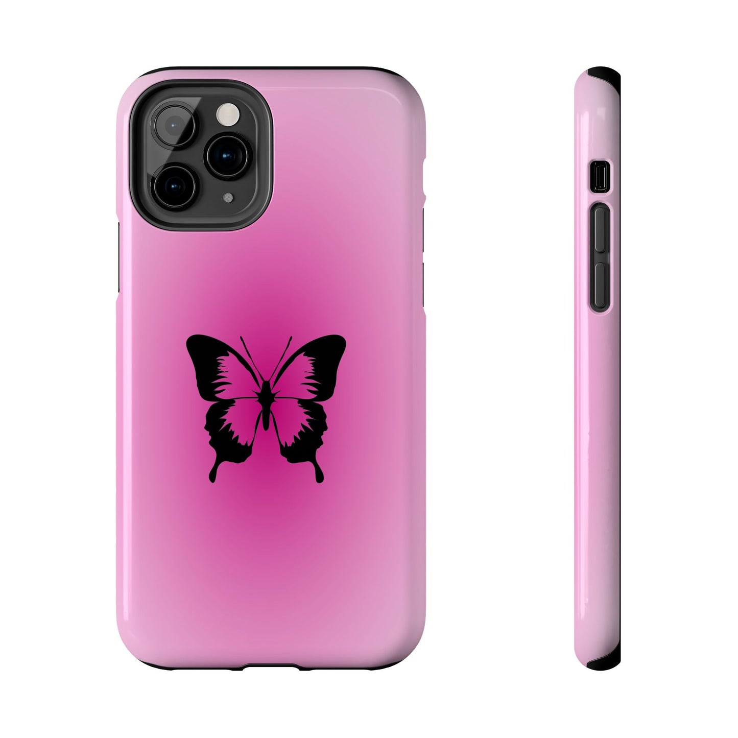 Cute Glossy Phone Case, Butterfly Pink Aura, Trendy, It Girl