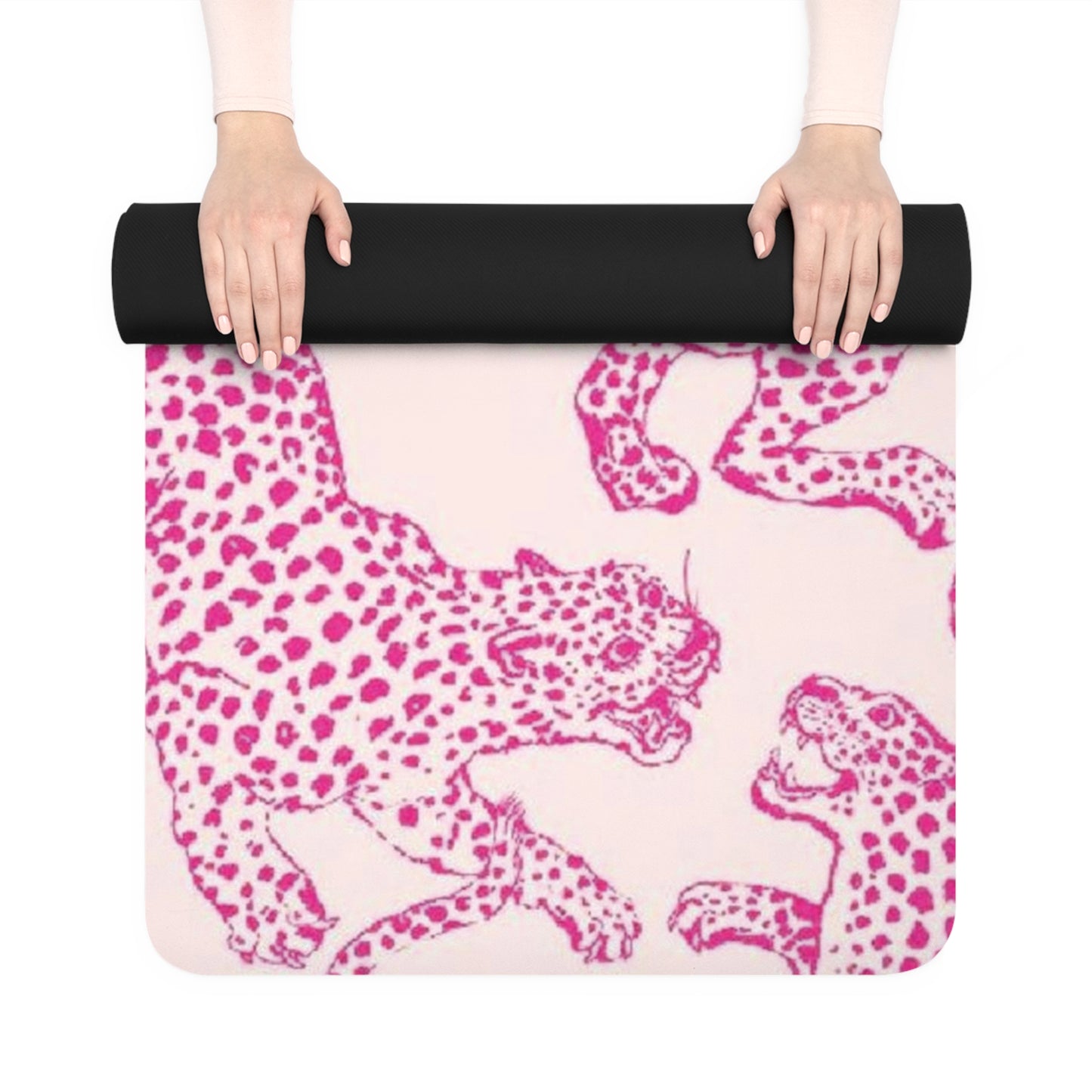 Pink and Creme Tiger Print Yoga Mat