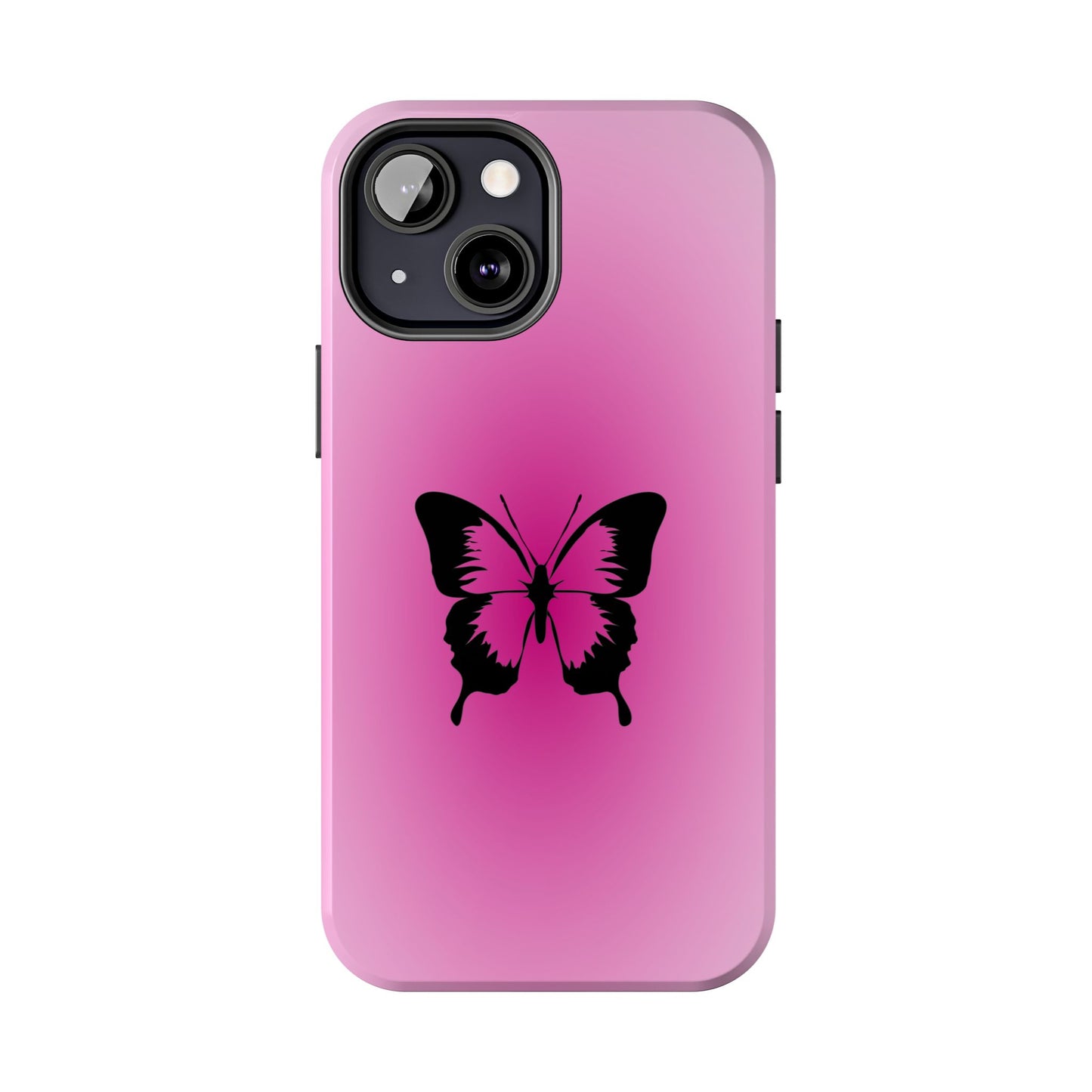 Cute Glossy Phone Case, Butterfly Pink Aura, Trendy, It Girl