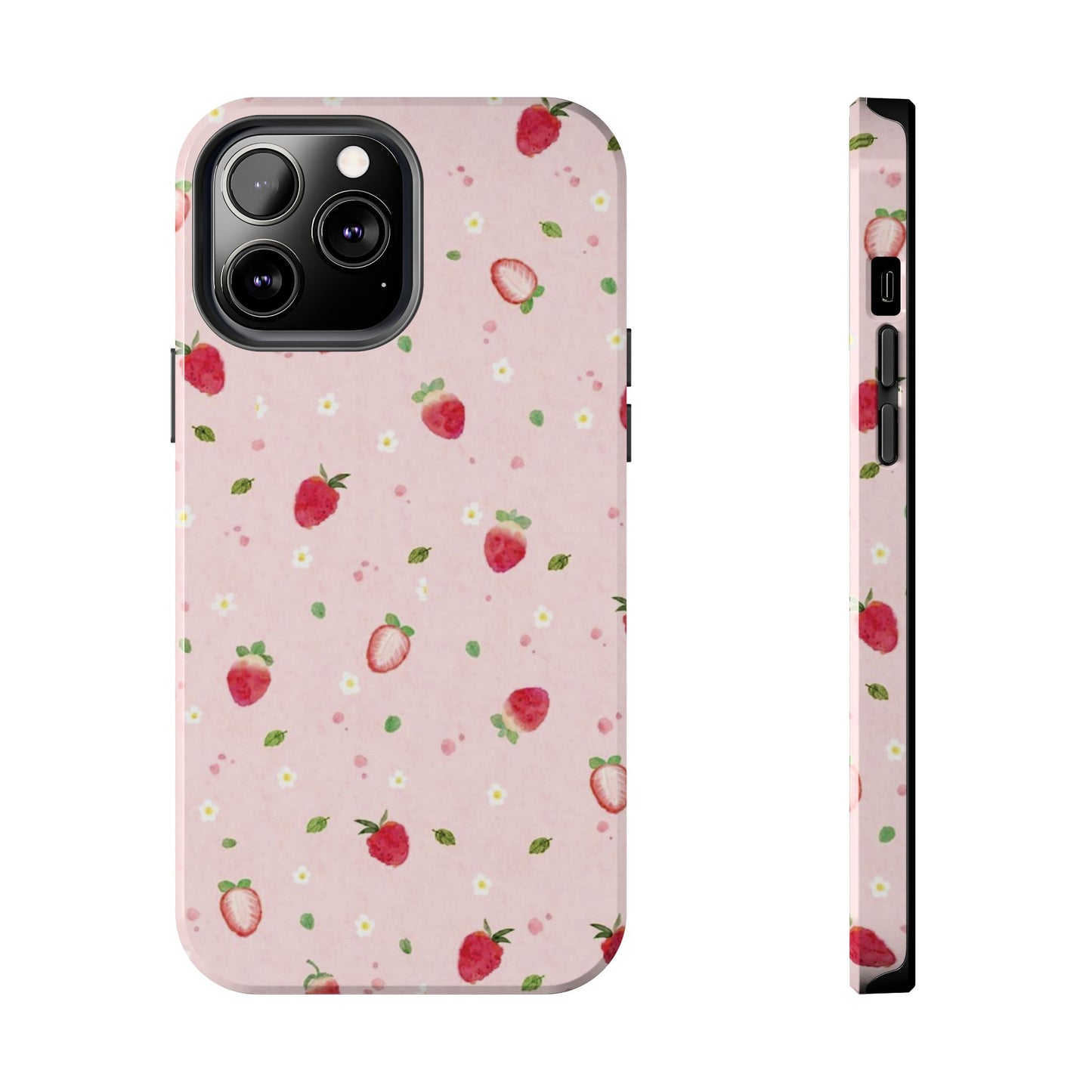 Strawberry Coquette Phone Case, Pink, Farmcore, Garden, Fairy, Spring Vibes, Fruit, Cute, Clean Girl, Glossy Phone Case