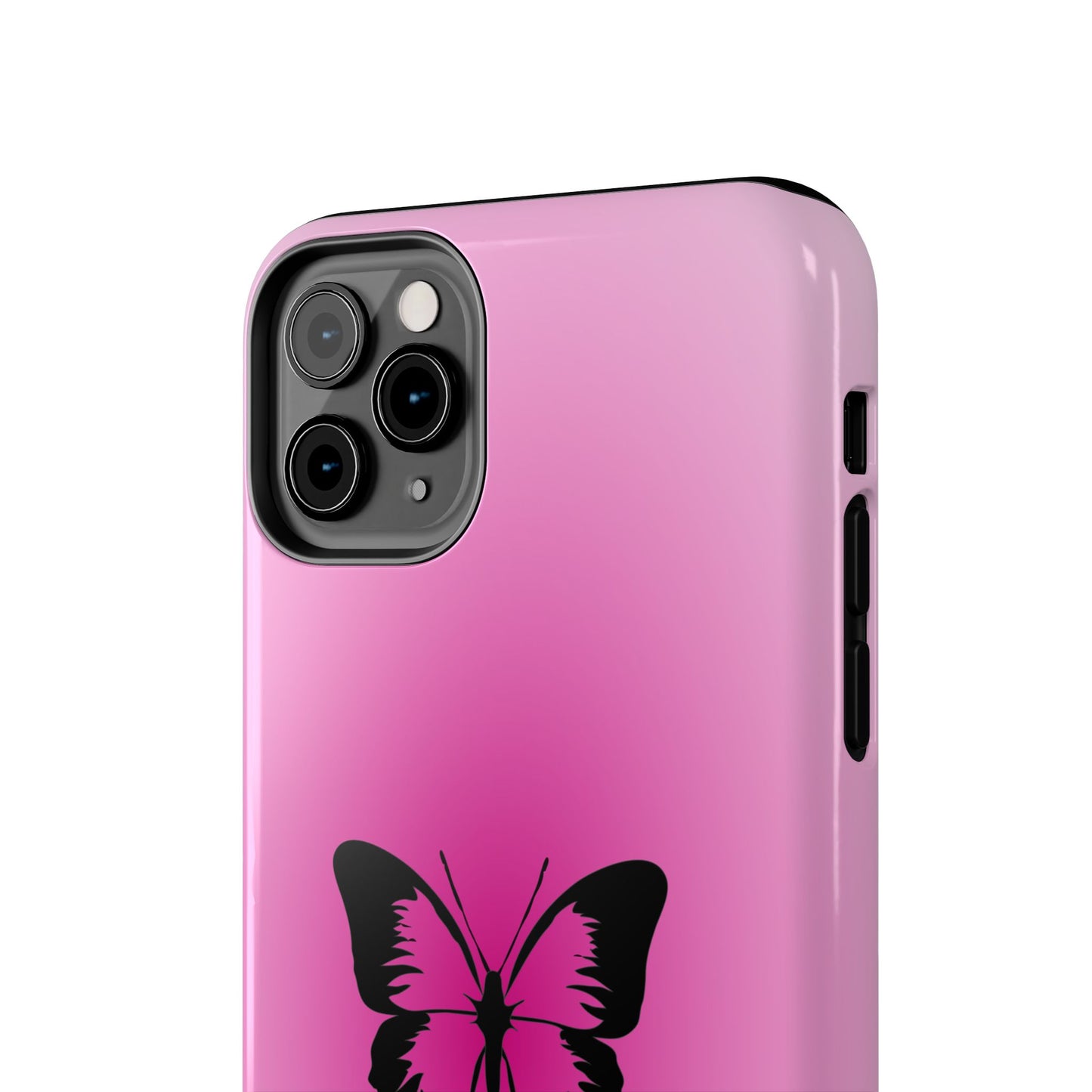 Cute Glossy Phone Case, Butterfly Pink Aura, Trendy, It Girl