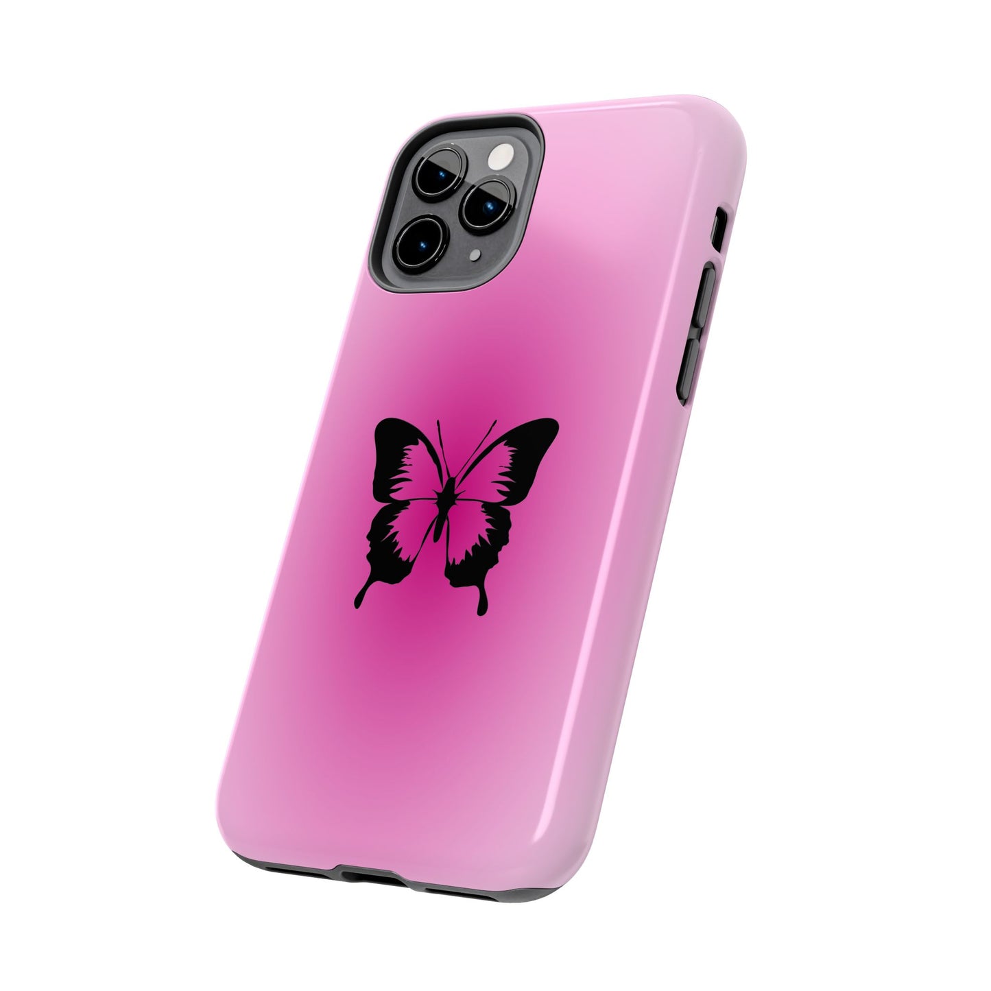 Cute Glossy Phone Case, Butterfly Pink Aura, Trendy, It Girl