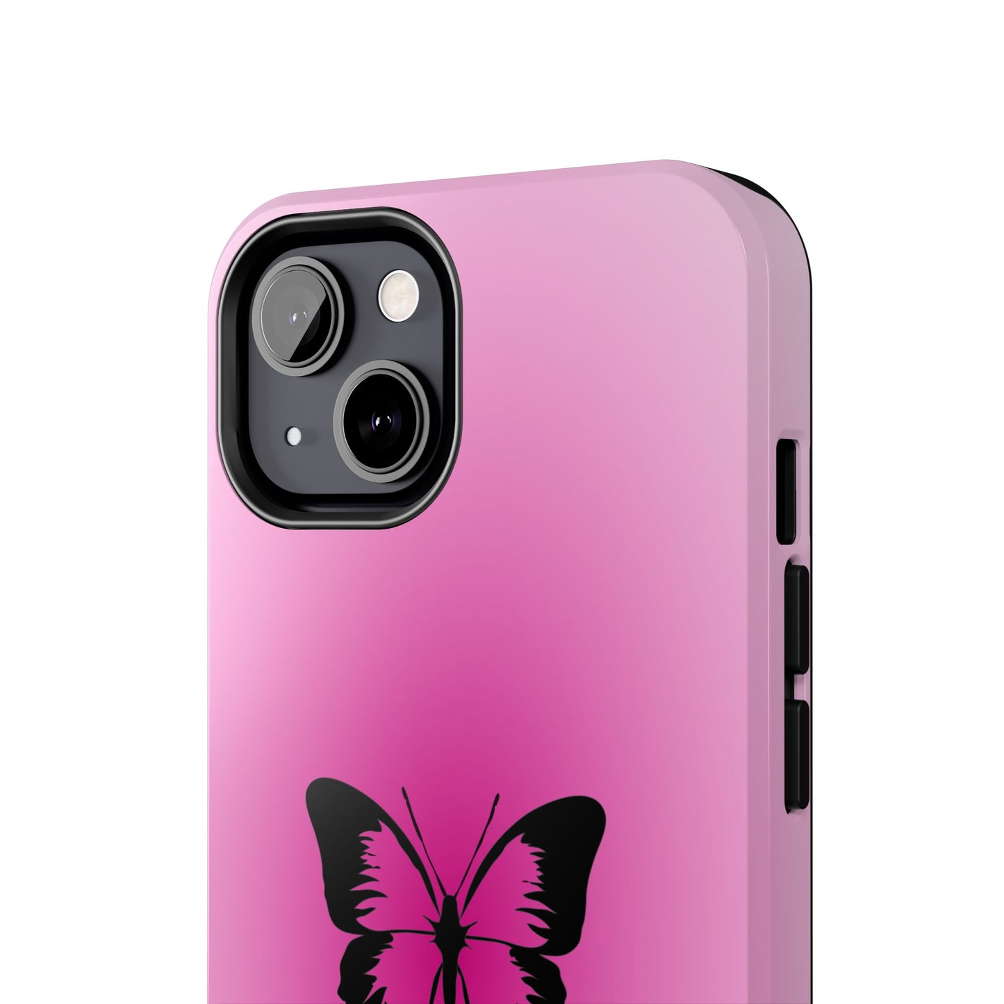 Cute Glossy Phone Case, Butterfly Pink Aura, Trendy, It Girl