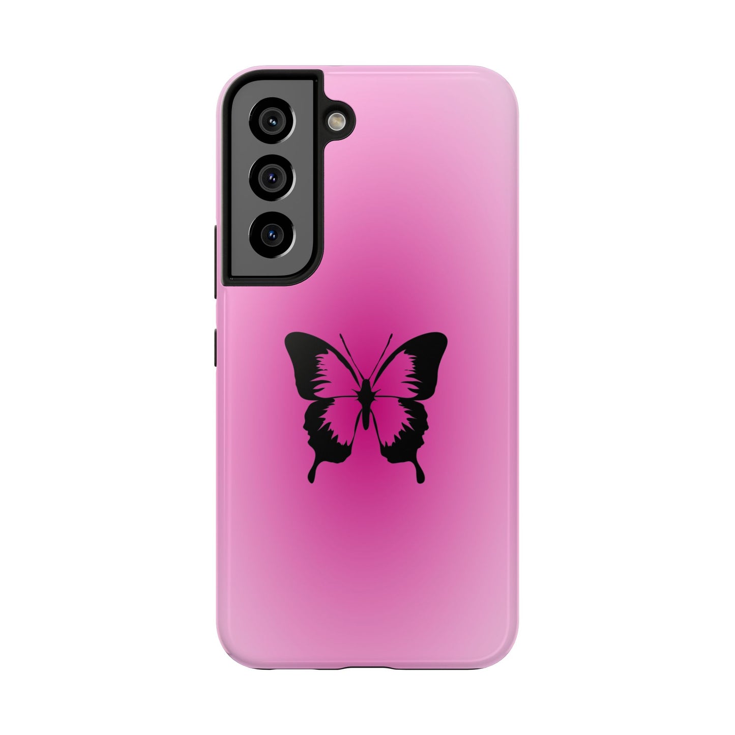 Cute Glossy Phone Case, Butterfly Pink Aura, Trendy, It Girl