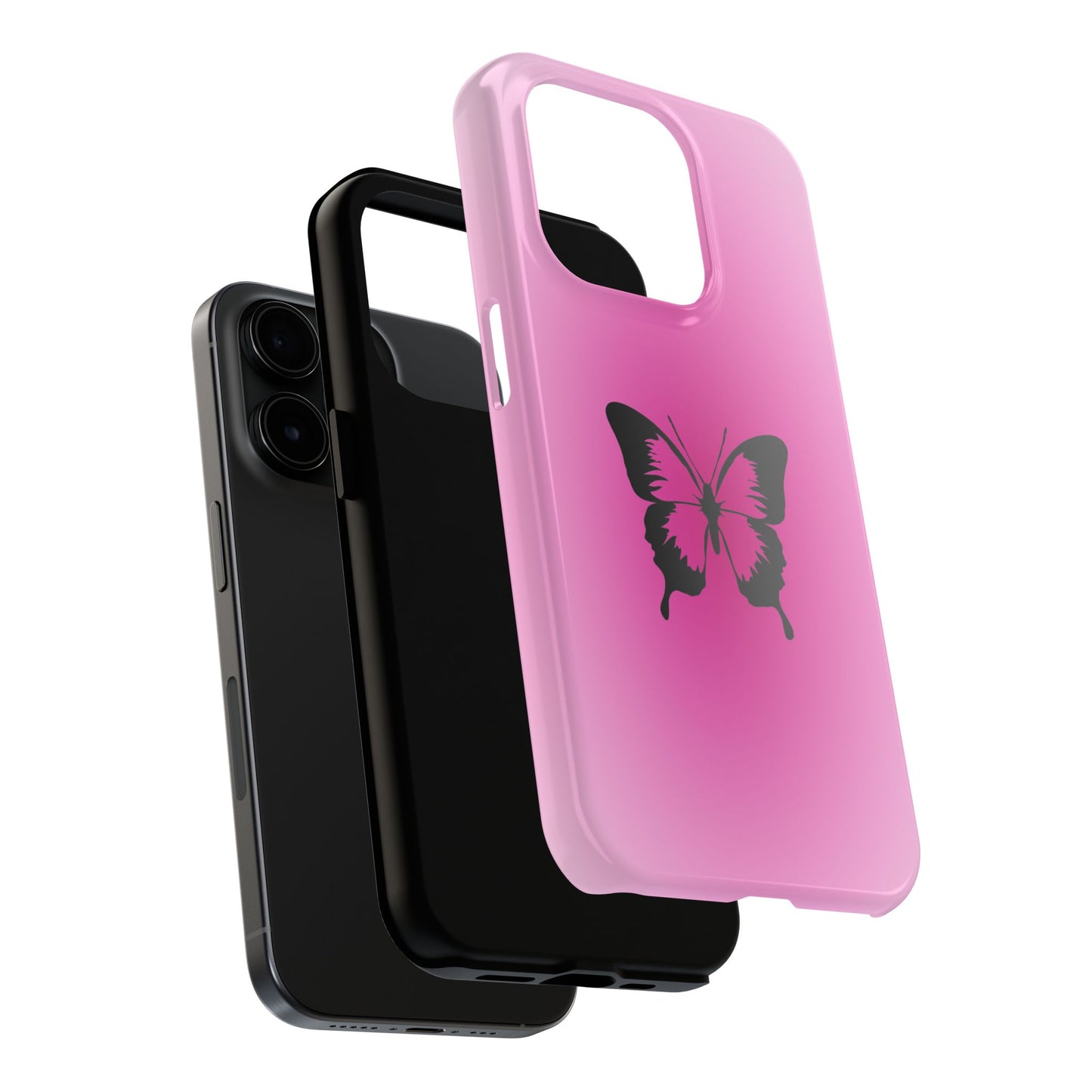 Cute Glossy Phone Case, Butterfly Pink Aura, Trendy, It Girl