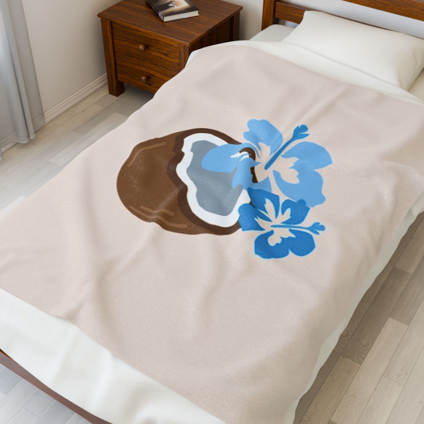 Coconut Hibiscus Flower Cute Tropical Blanket