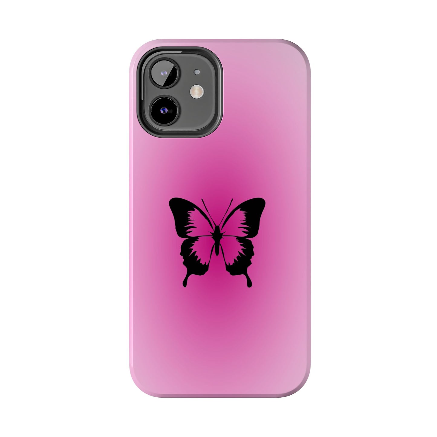 Cute Glossy Phone Case, Butterfly Pink Aura, Trendy, It Girl