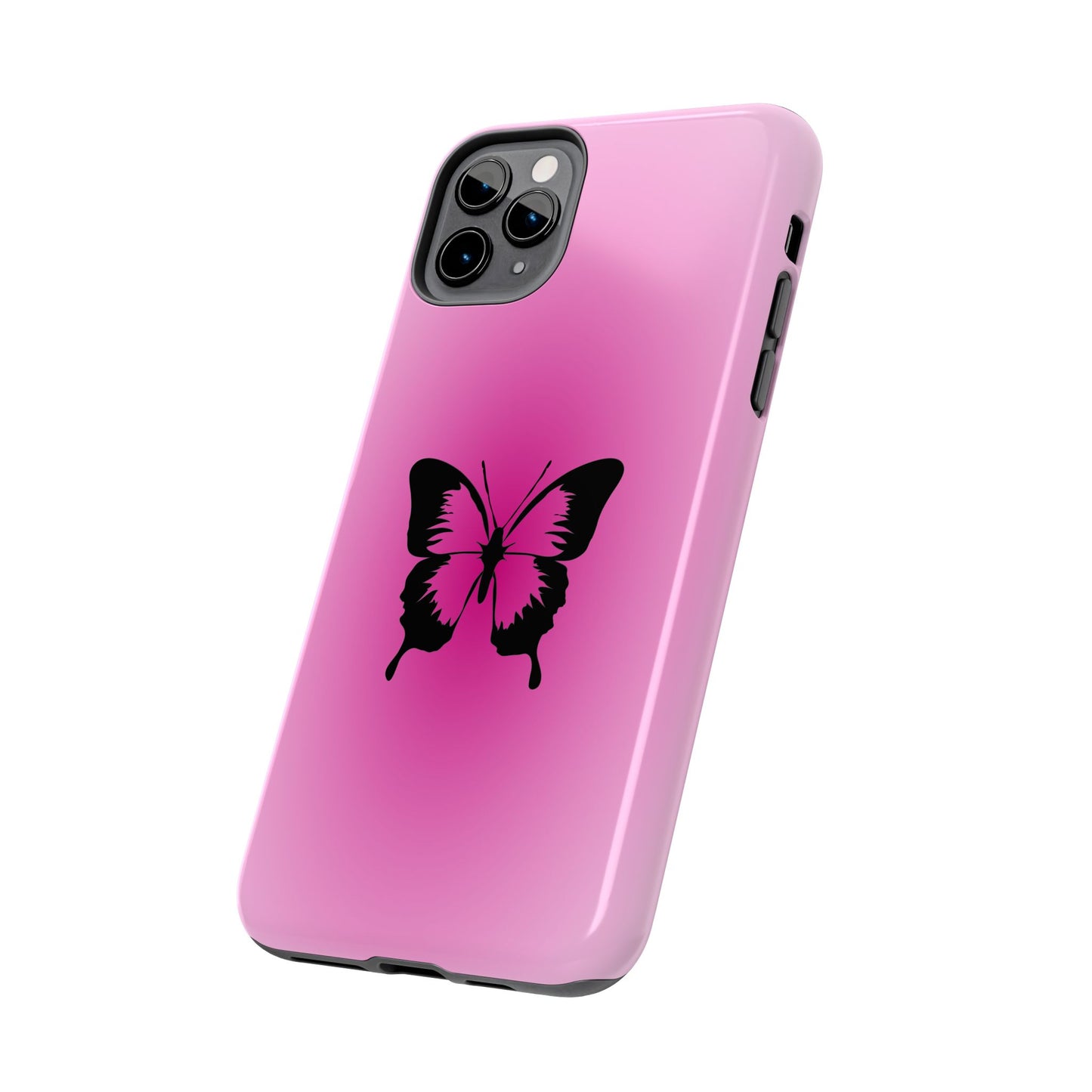 Cute Glossy Phone Case, Butterfly Pink Aura, Trendy, It Girl