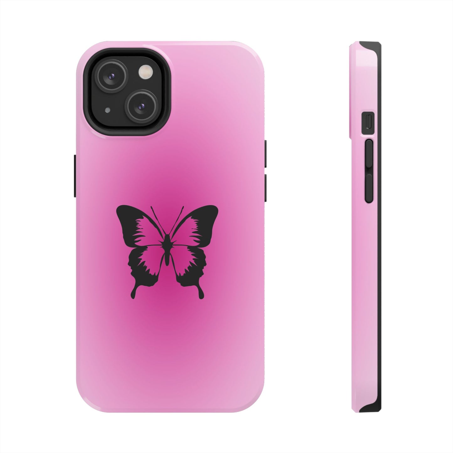 Cute Glossy Phone Case, Butterfly Pink Aura, Trendy, It Girl