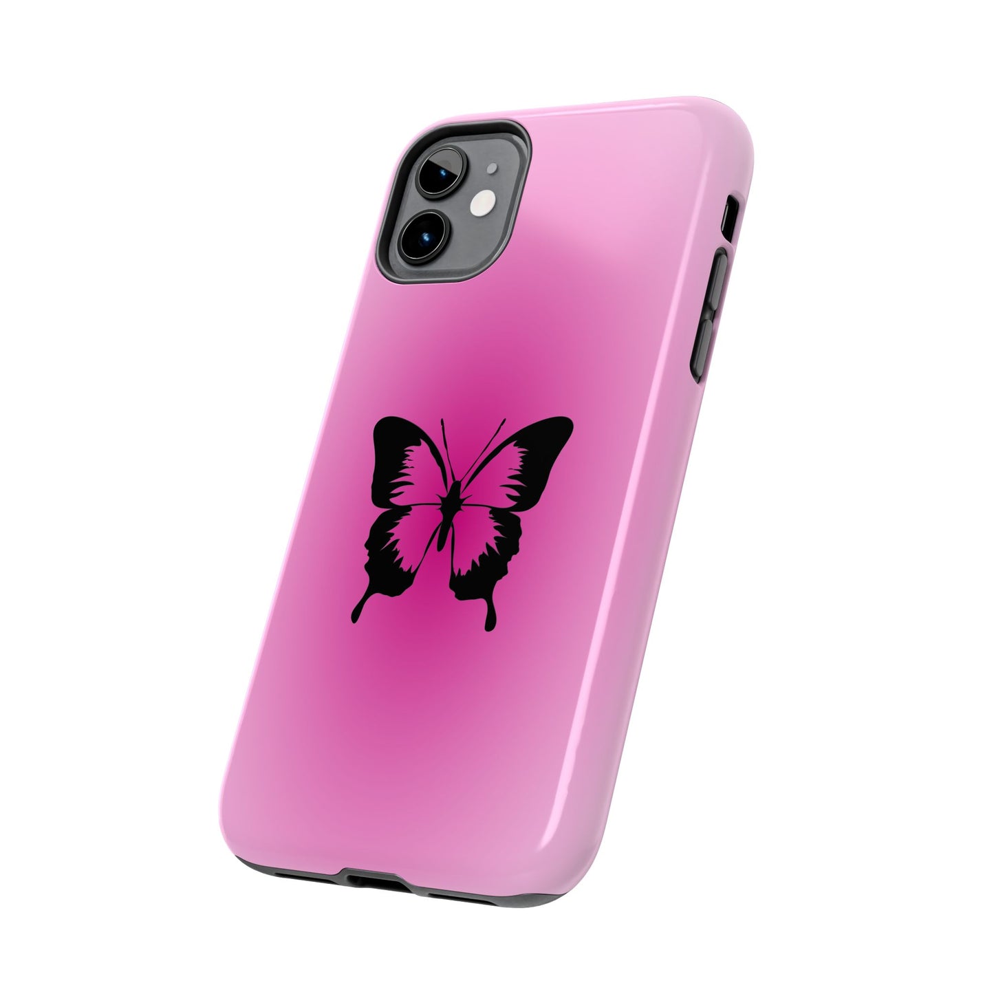 Cute Glossy Phone Case, Butterfly Pink Aura, Trendy, It Girl