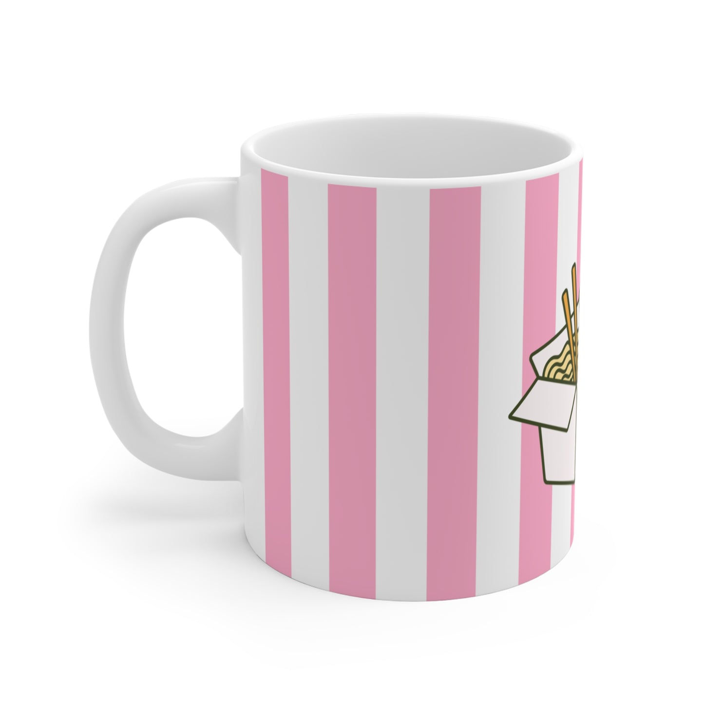 Kawaii Frog Mug with Pink Stripes