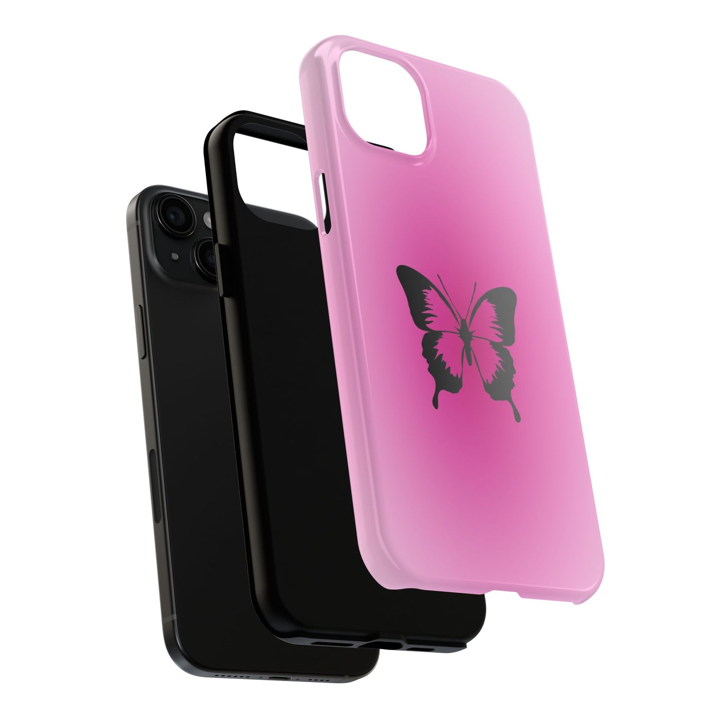 Cute Glossy Phone Case, Butterfly Pink Aura, Trendy, It Girl