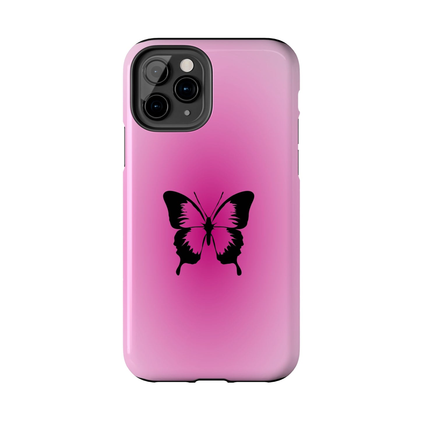 Cute Glossy Phone Case, Butterfly Pink Aura, Trendy, It Girl