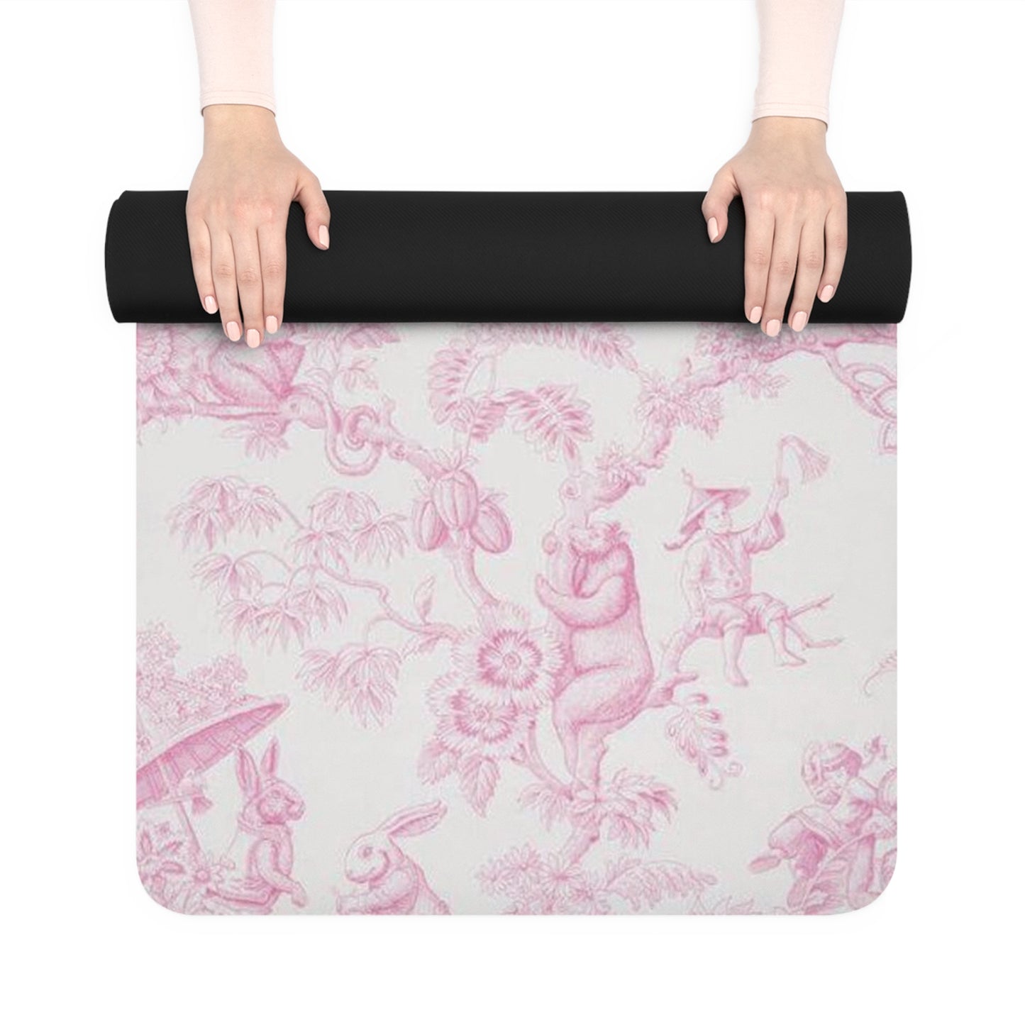 Pink and Creme Print Classy Yoga Mat