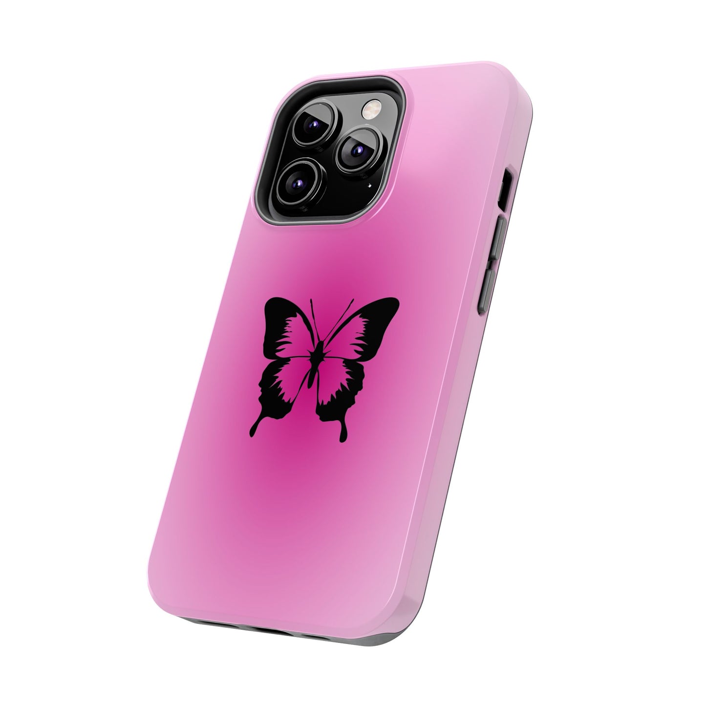 Cute Glossy Phone Case, Butterfly Pink Aura, Trendy, It Girl
