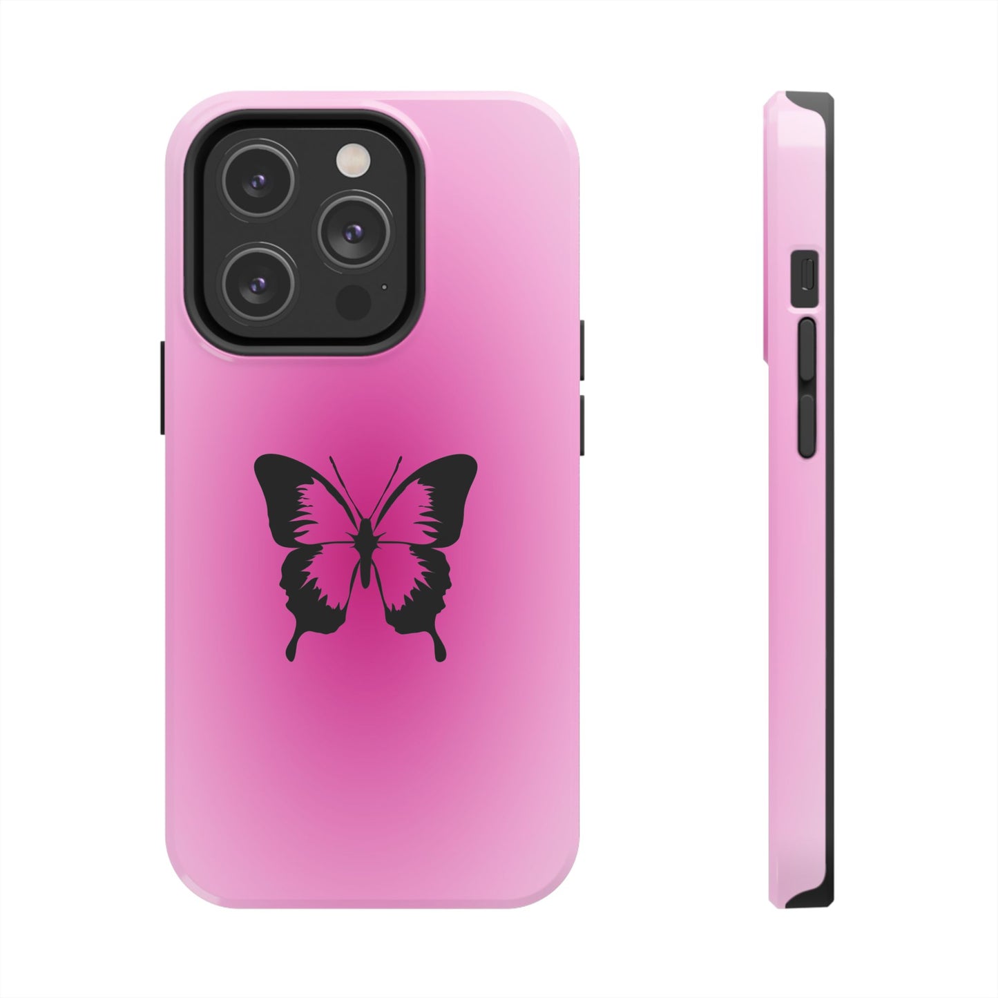 Cute Glossy Phone Case, Butterfly Pink Aura, Trendy, It Girl