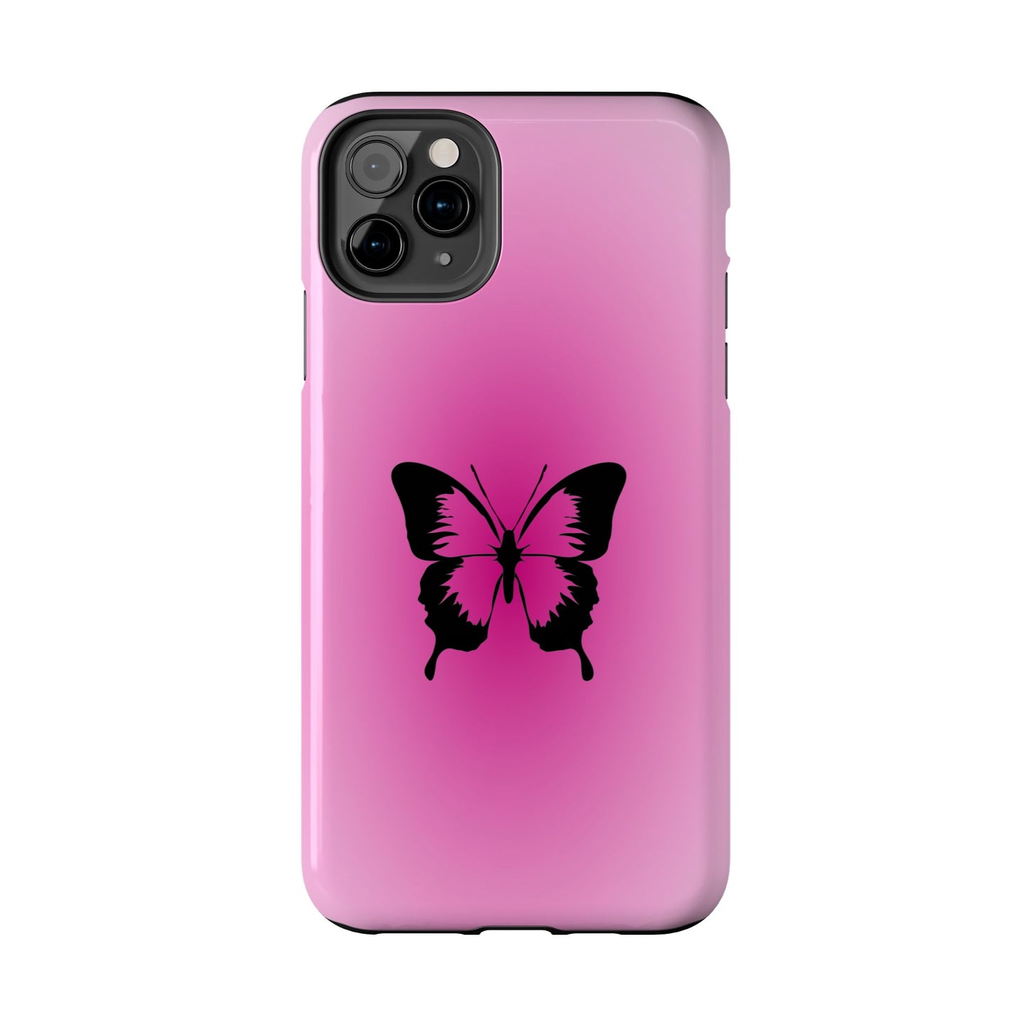 Cute Glossy Phone Case, Butterfly Pink Aura, Trendy, It Girl
