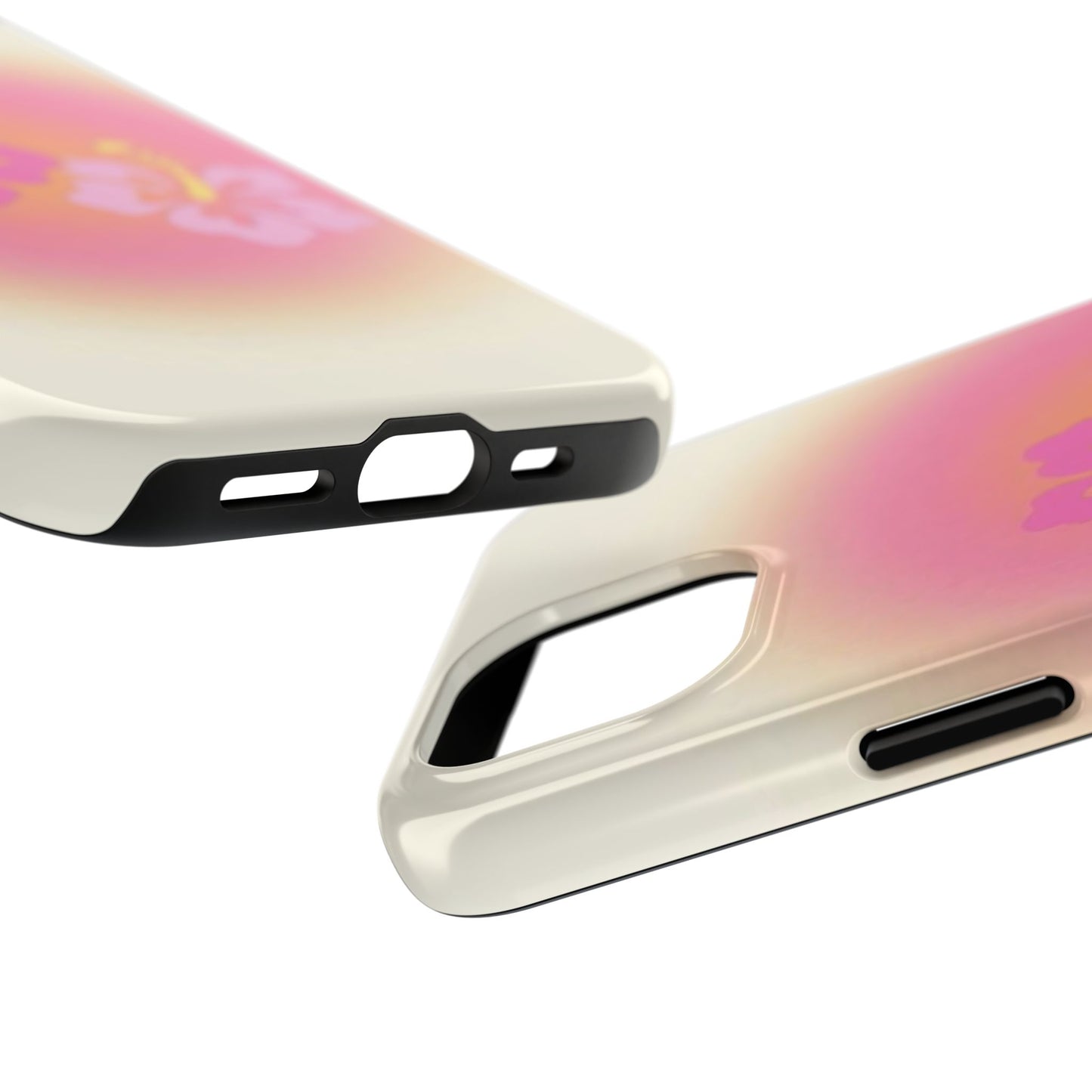 Pink Tropical Phone Case, Hawaiian, Hibiscus, Pink, Orange, Aura, Aesthetic, Clean Girl, Preppy, Beach, Los Angeles, Miami, Glossy Phone Case