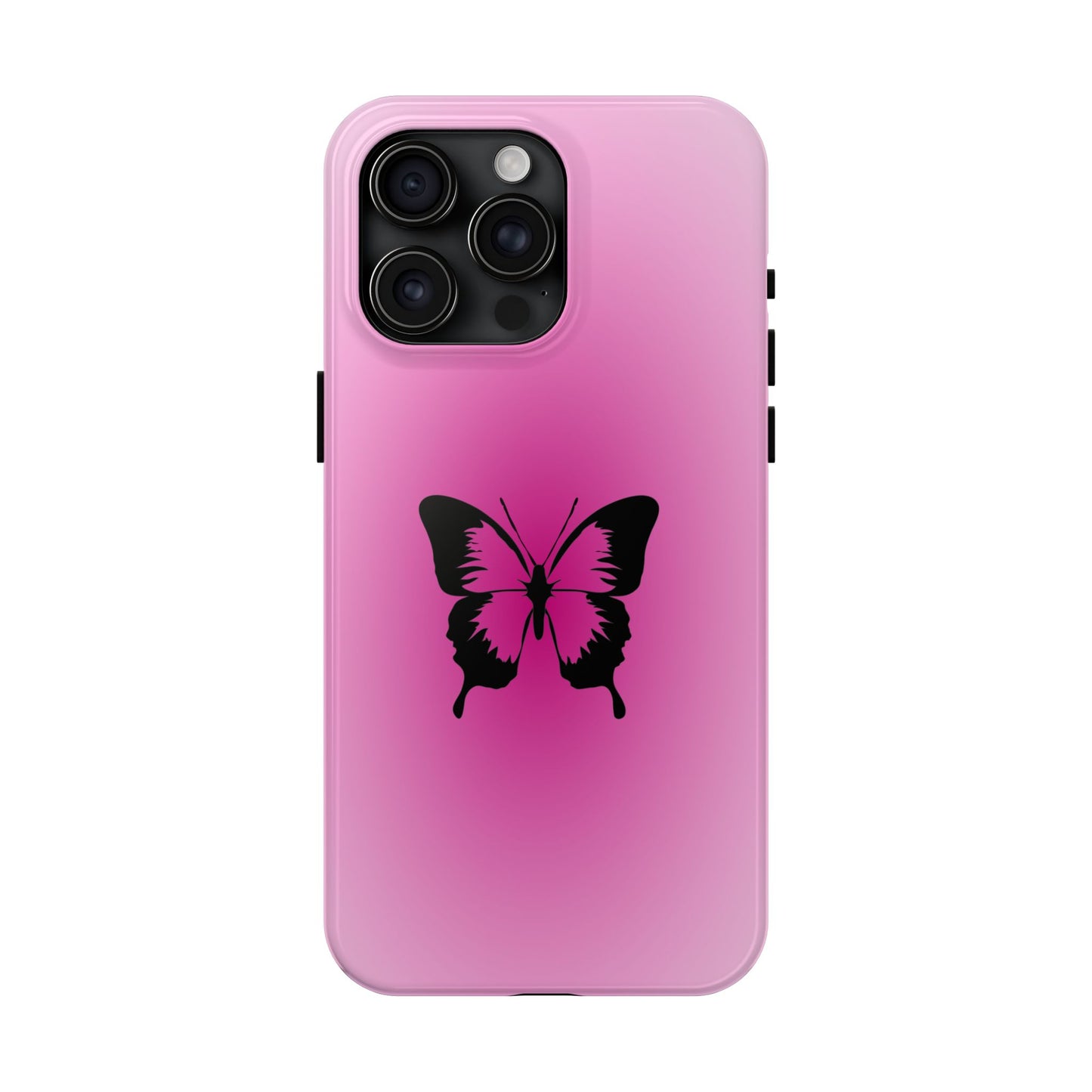 Cute Glossy Phone Case, Butterfly Pink Aura, Trendy, It Girl