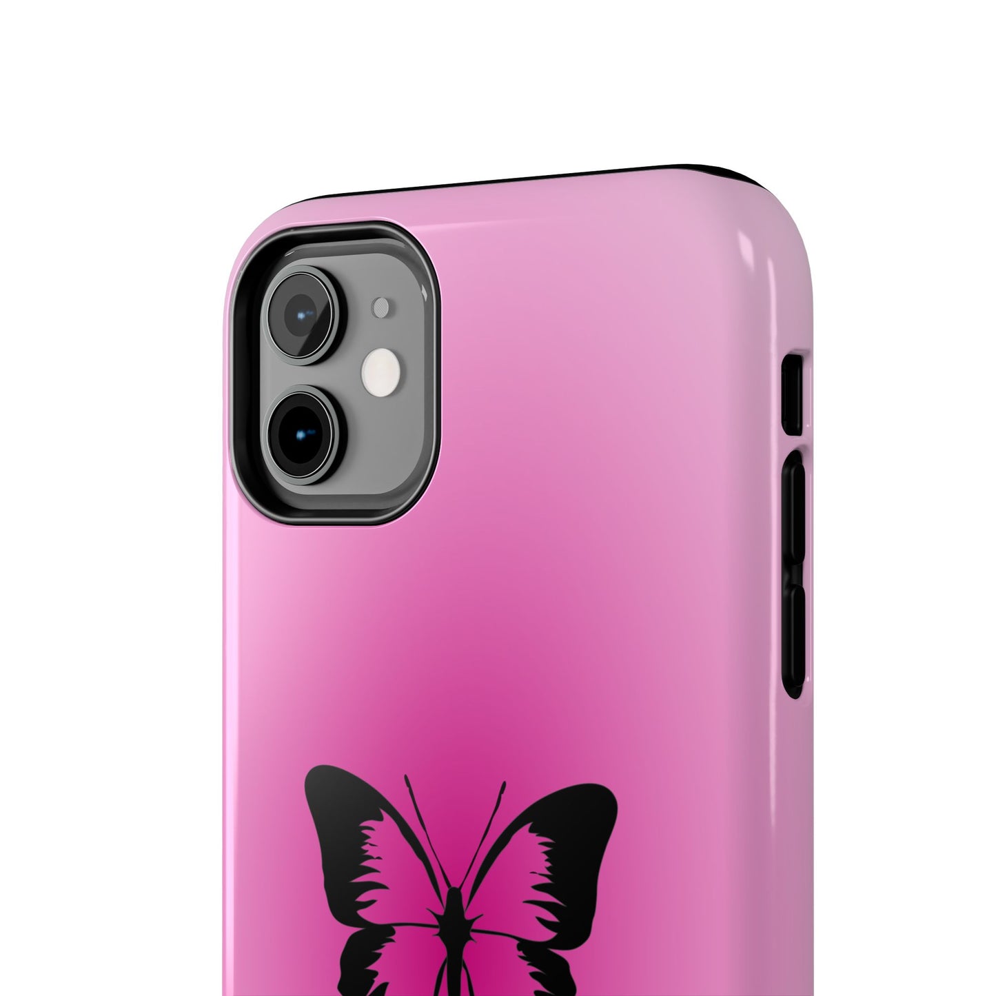 Cute Glossy Phone Case, Butterfly Pink Aura, Trendy, It Girl