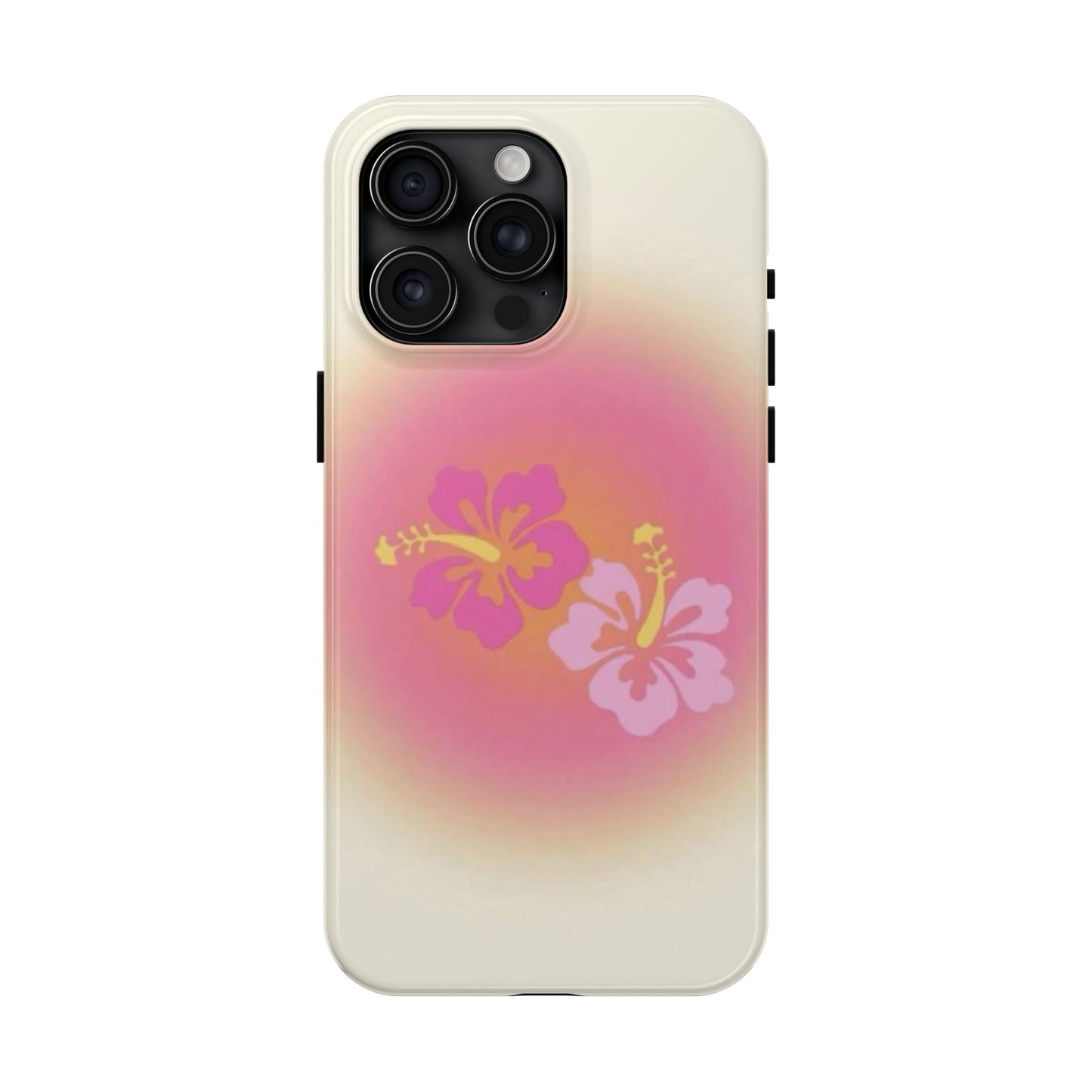 Pink Tropical Phone Case, Hawaiian, Hibiscus, Pink, Orange, Aura, Aesthetic, Clean Girl, Preppy, Beach, Los Angeles, Miami, Glossy Phone Case