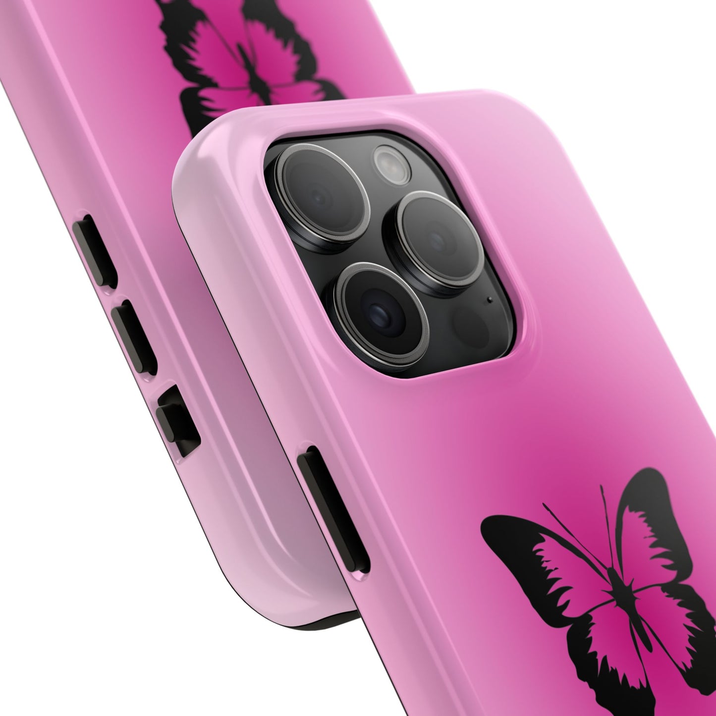 Cute Glossy Phone Case, Butterfly Pink Aura, Trendy, It Girl