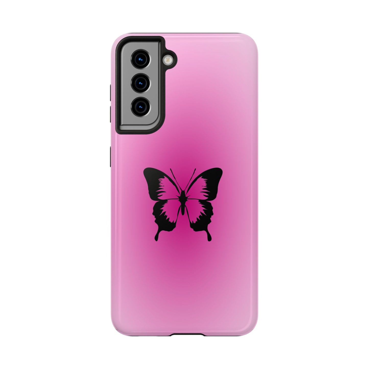 Cute Glossy Phone Case, Butterfly Pink Aura, Trendy, It Girl