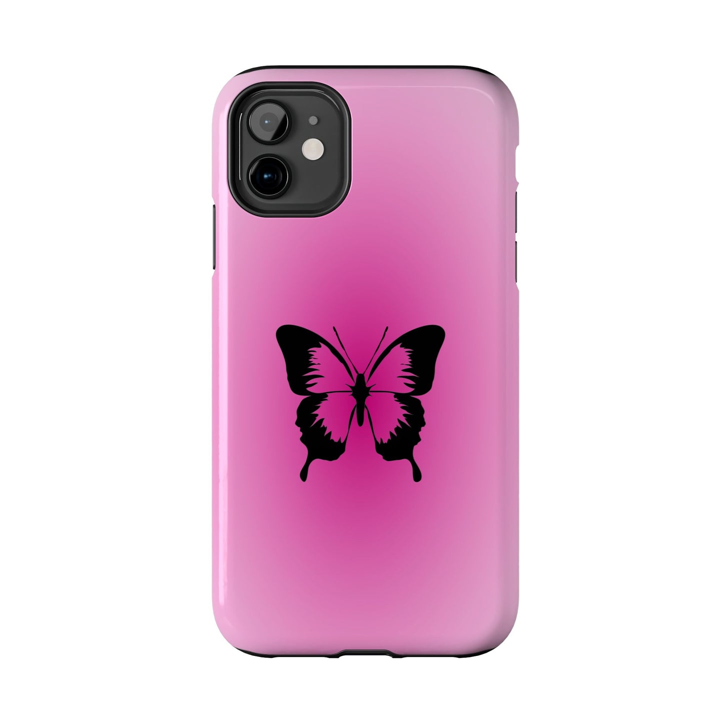Cute Glossy Phone Case, Butterfly Pink Aura, Trendy, It Girl