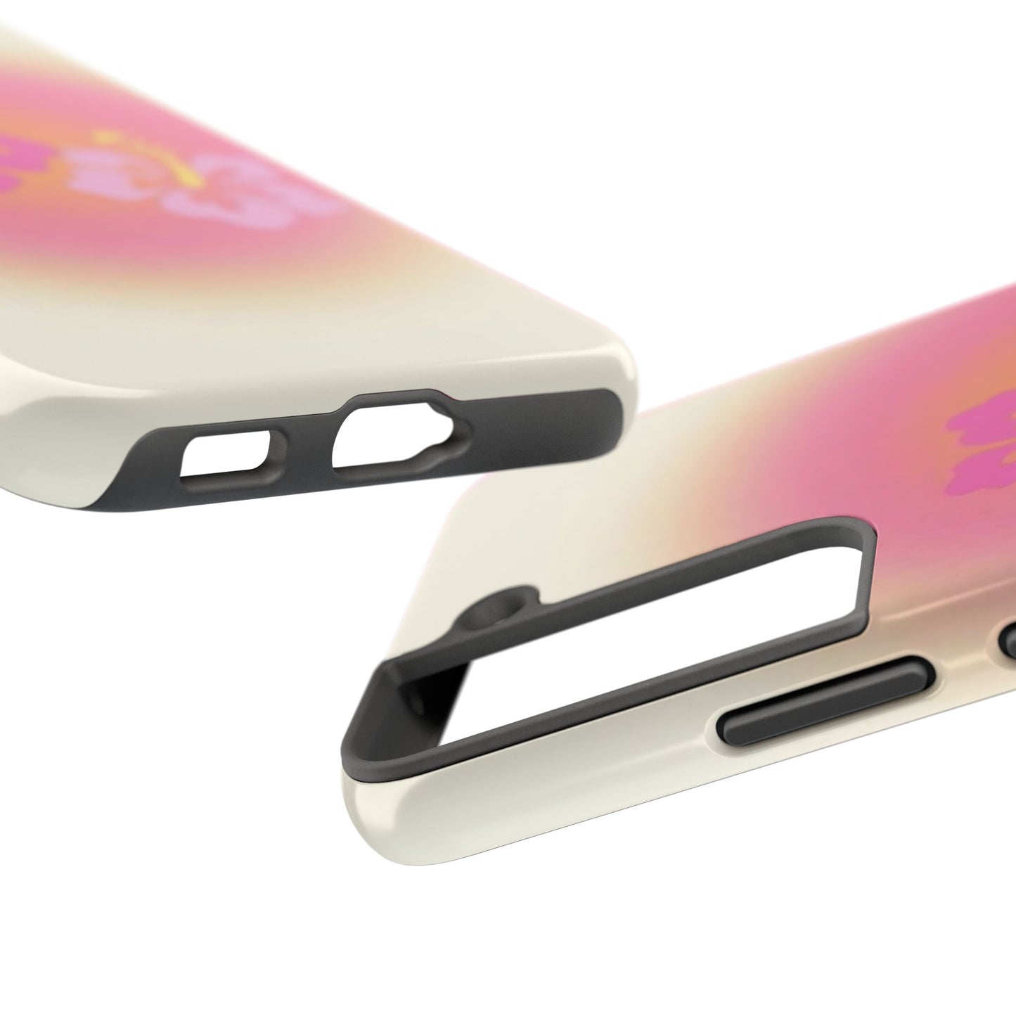Pink Tropical Phone Case, Hawaiian, Hibiscus, Pink, Orange, Aura, Aesthetic, Clean Girl, Preppy, Beach, Los Angeles, Miami, Glossy Phone Case