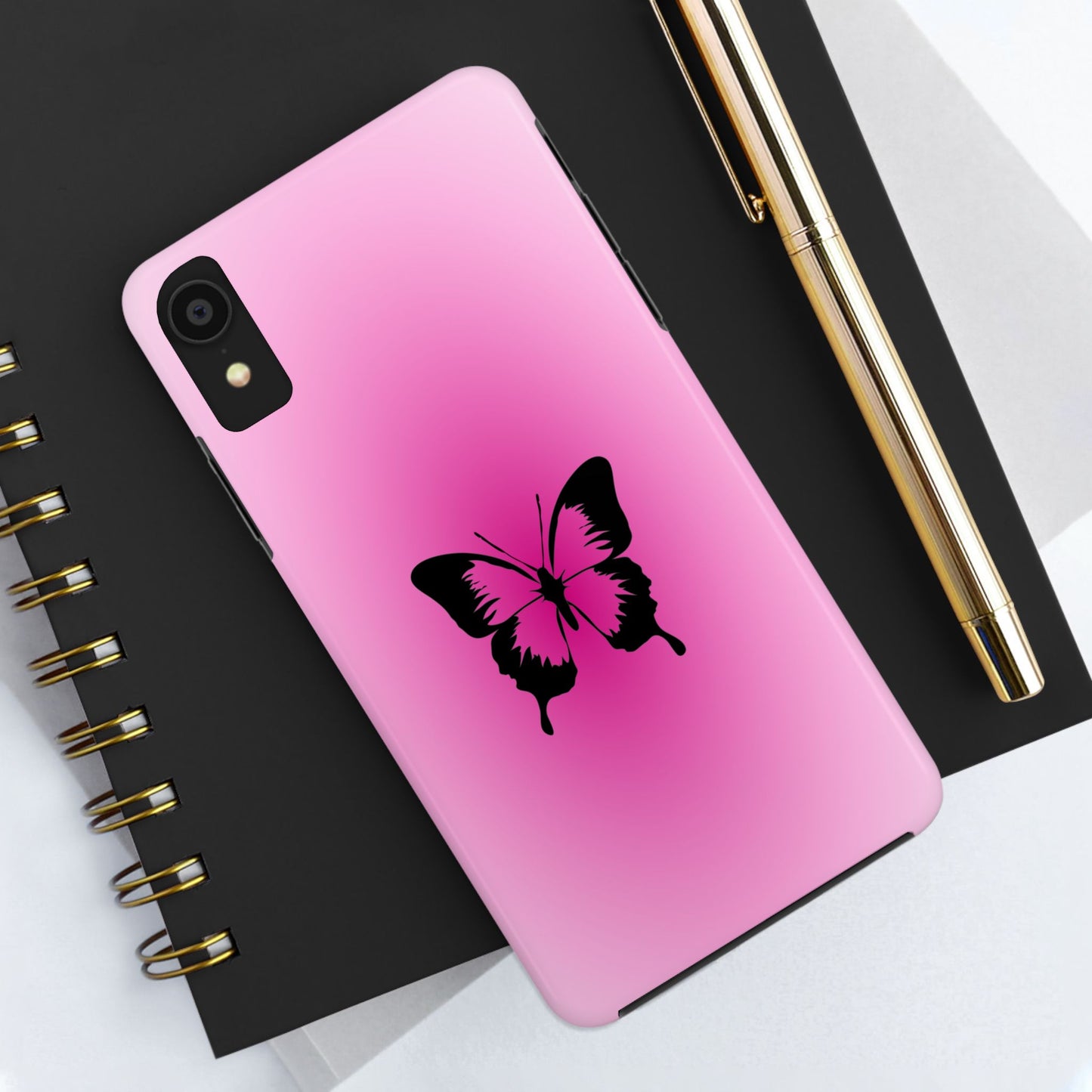 Cute Glossy Phone Case, Butterfly Pink Aura, Trendy, It Girl