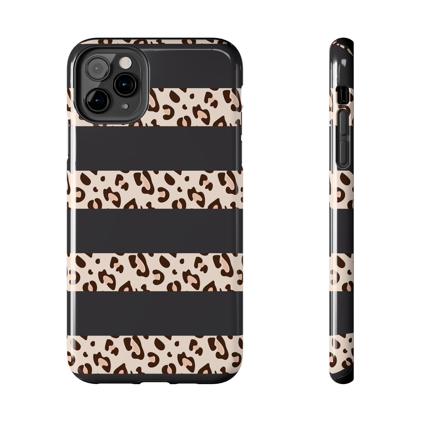 Cheetah Print Striped iPhone Case – Black Striped Cheetah Print Aesthetic
