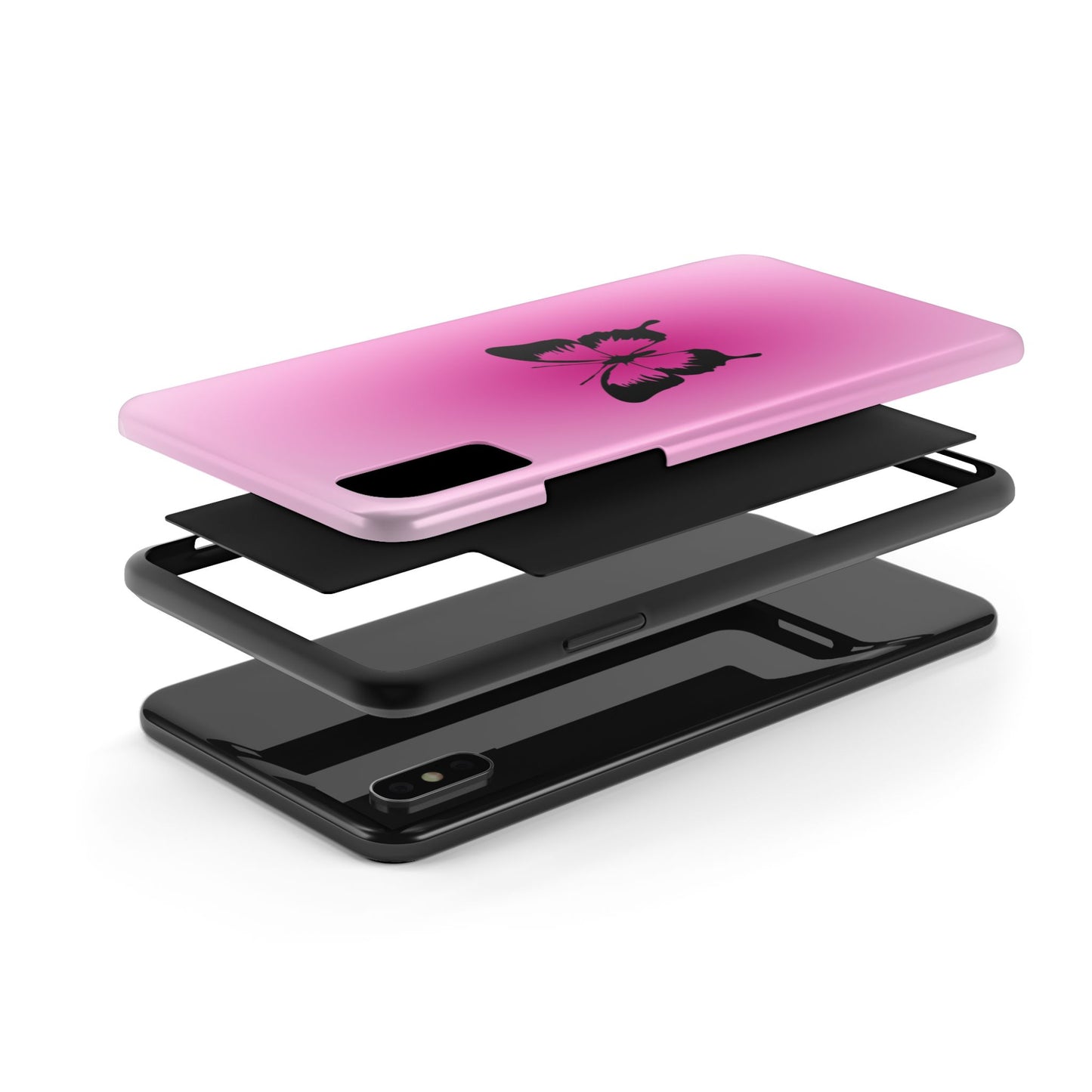 Cute Glossy Phone Case, Butterfly Pink Aura, Trendy, It Girl