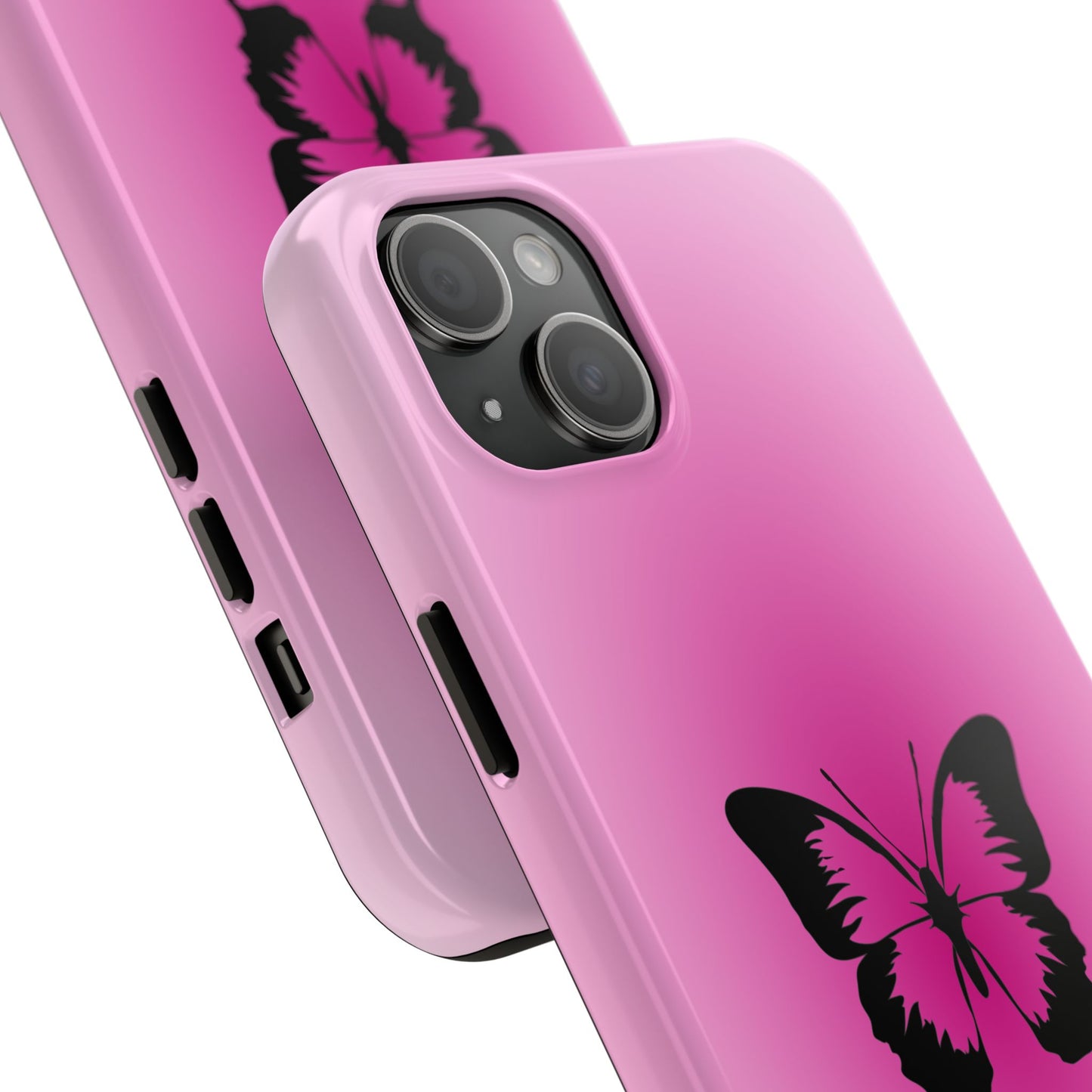 Cute Glossy Phone Case, Butterfly Pink Aura, Trendy, It Girl