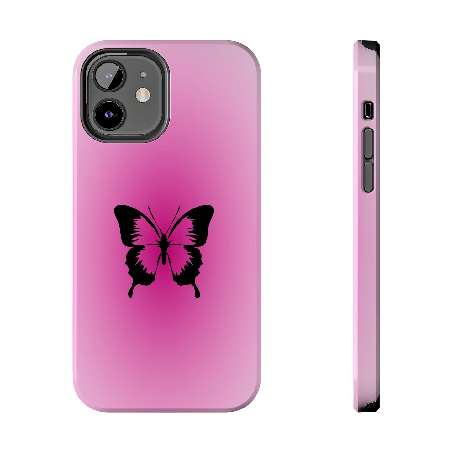 Cute Glossy Phone Case, Butterfly Pink Aura, Trendy, It Girl
